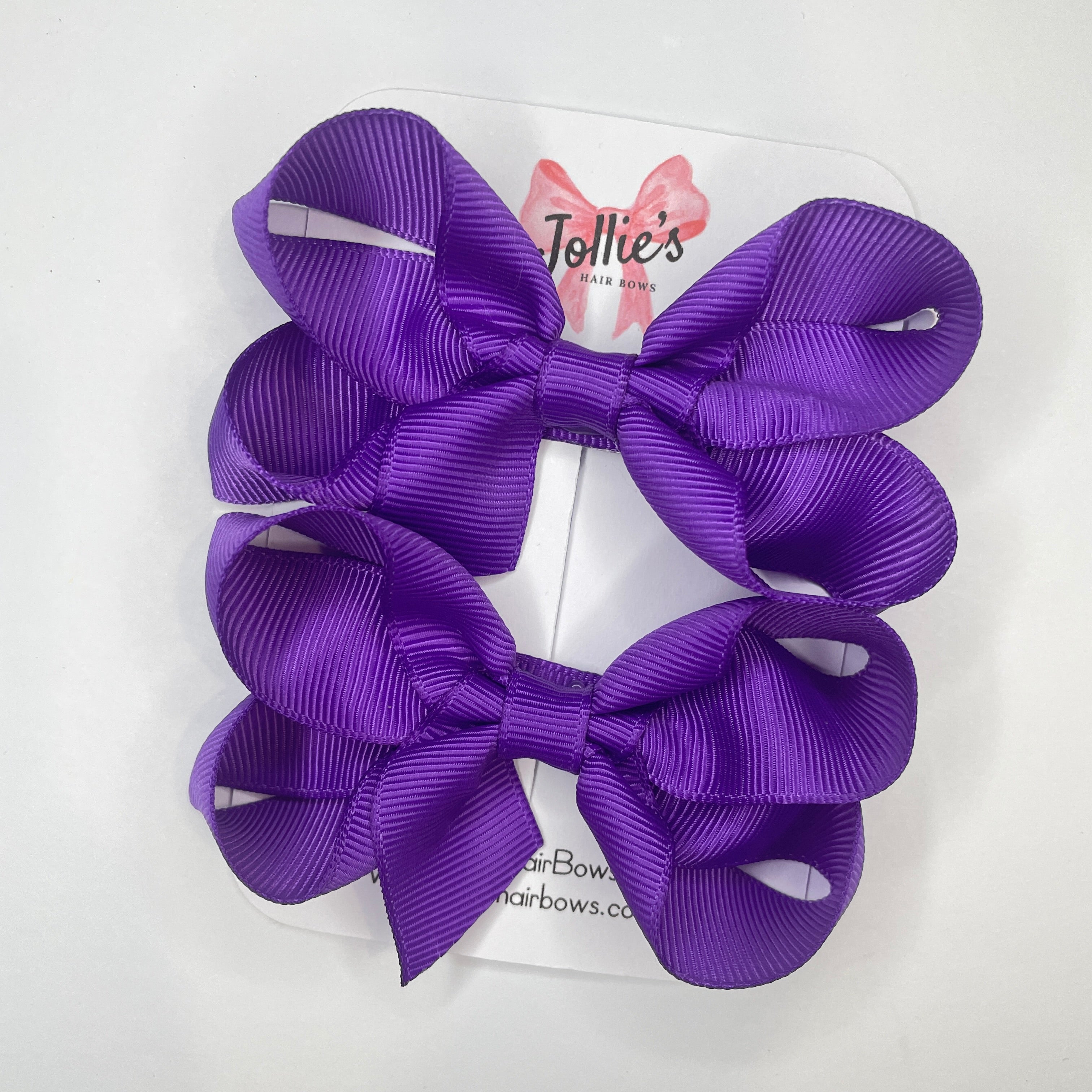 3inch Twisted Bow with Clip (pair) - Purple