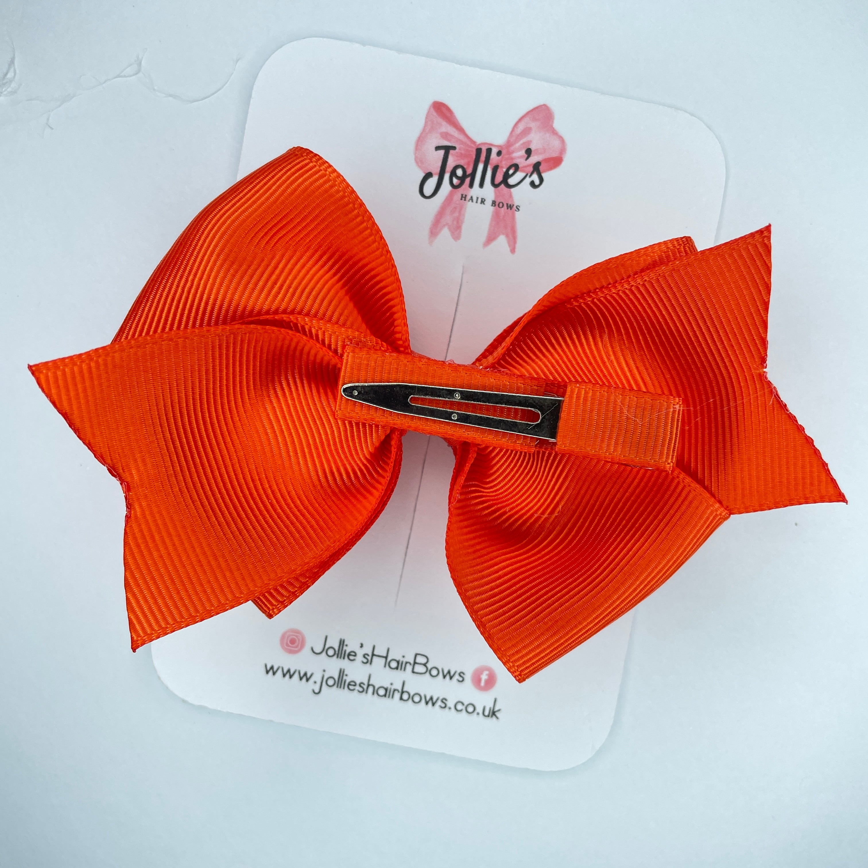 4inch Triple Layers Bow with Clip - Autumn Orange