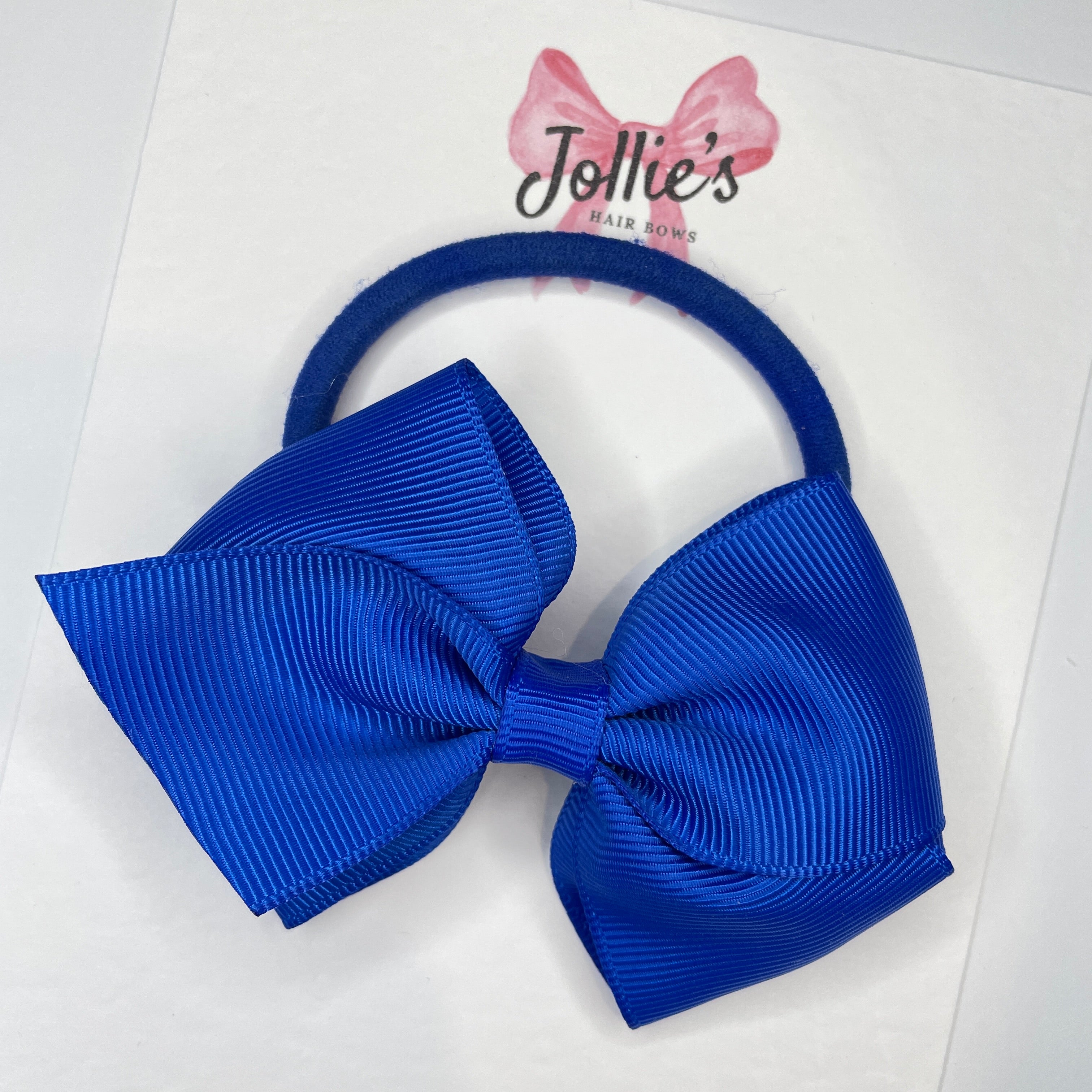 3.75inch Flat Bow with Bobble - Electric Blue