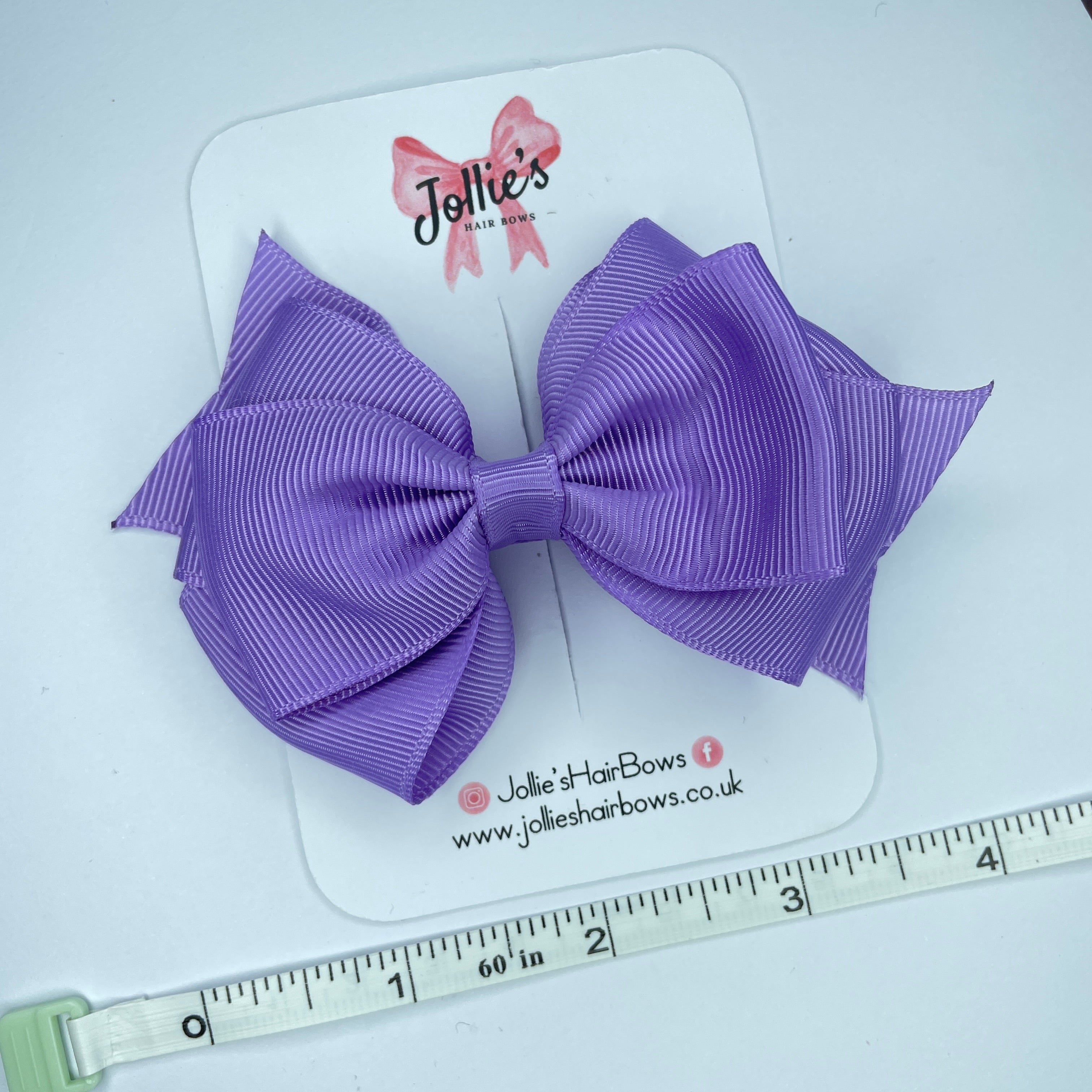 4inch Triple Layers Bow with Clip - Hyacinth