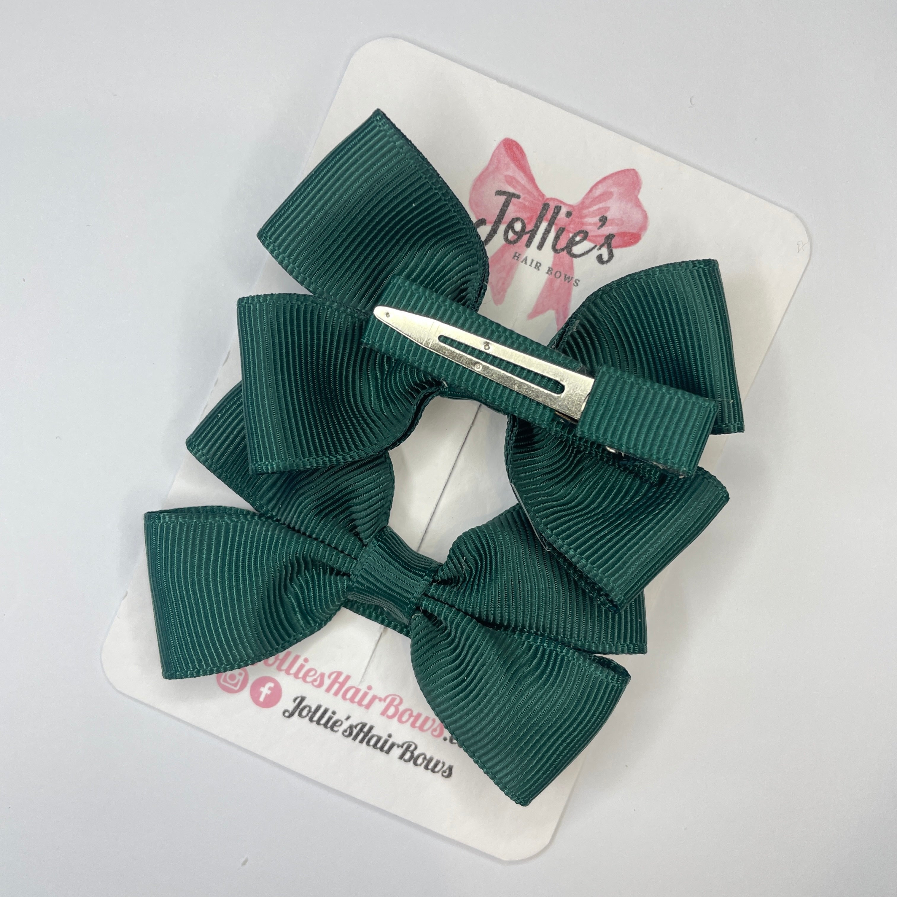 2.5inch Classic Bow with Clip (pair) - Spruce