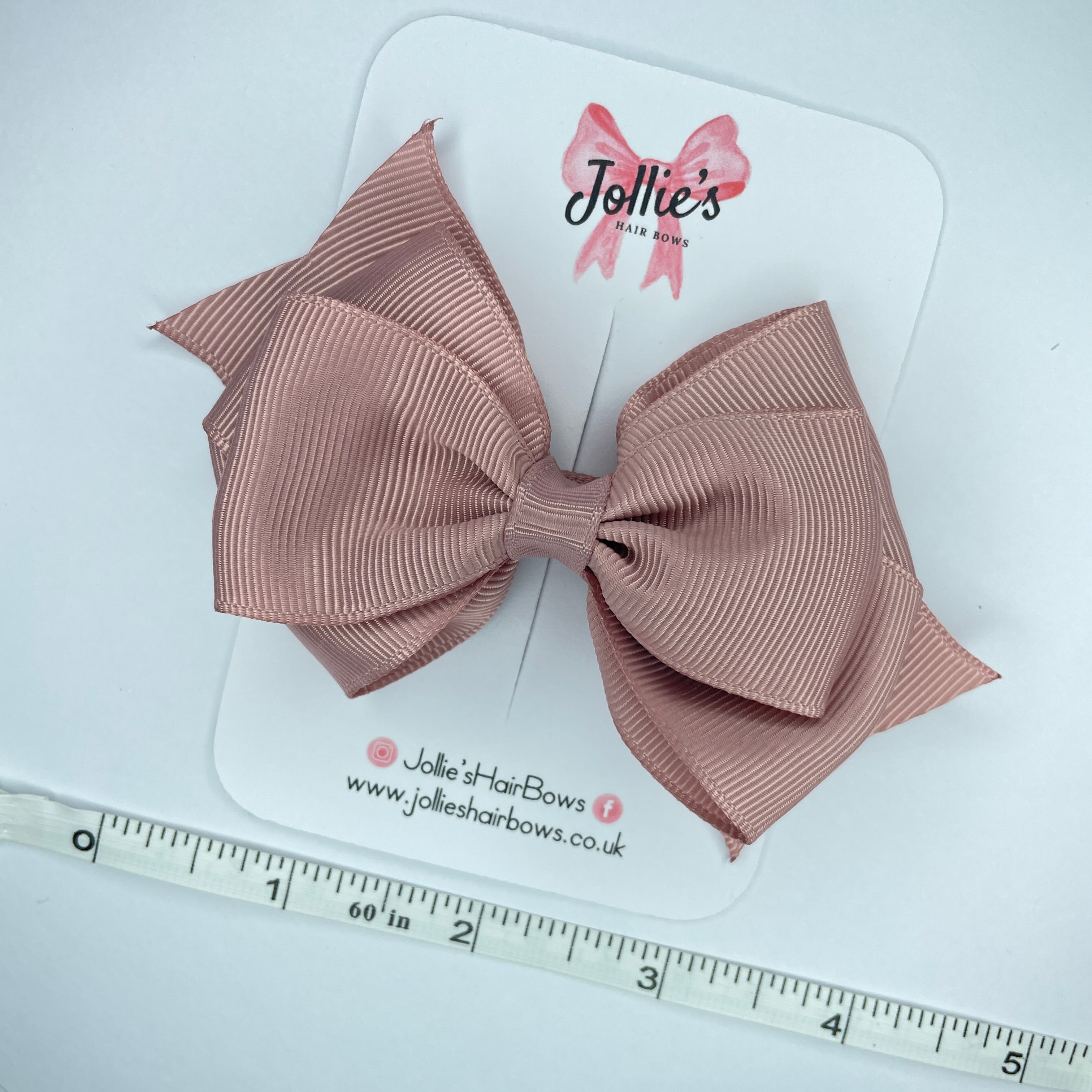 4inch Triple Layers Bow with Clip - Antique Mauve