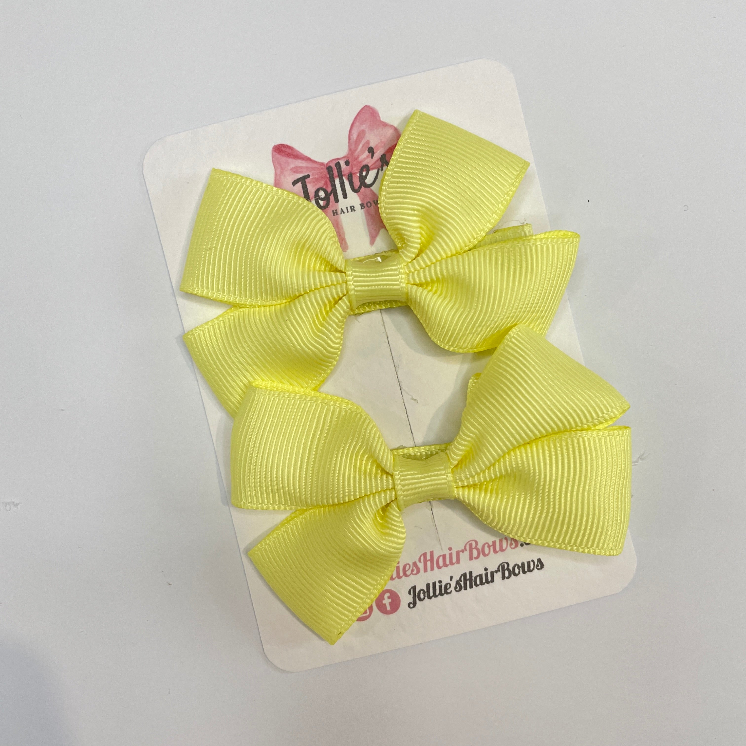 2.5inch Classic Bow with Clip (pair) - Baby Maize