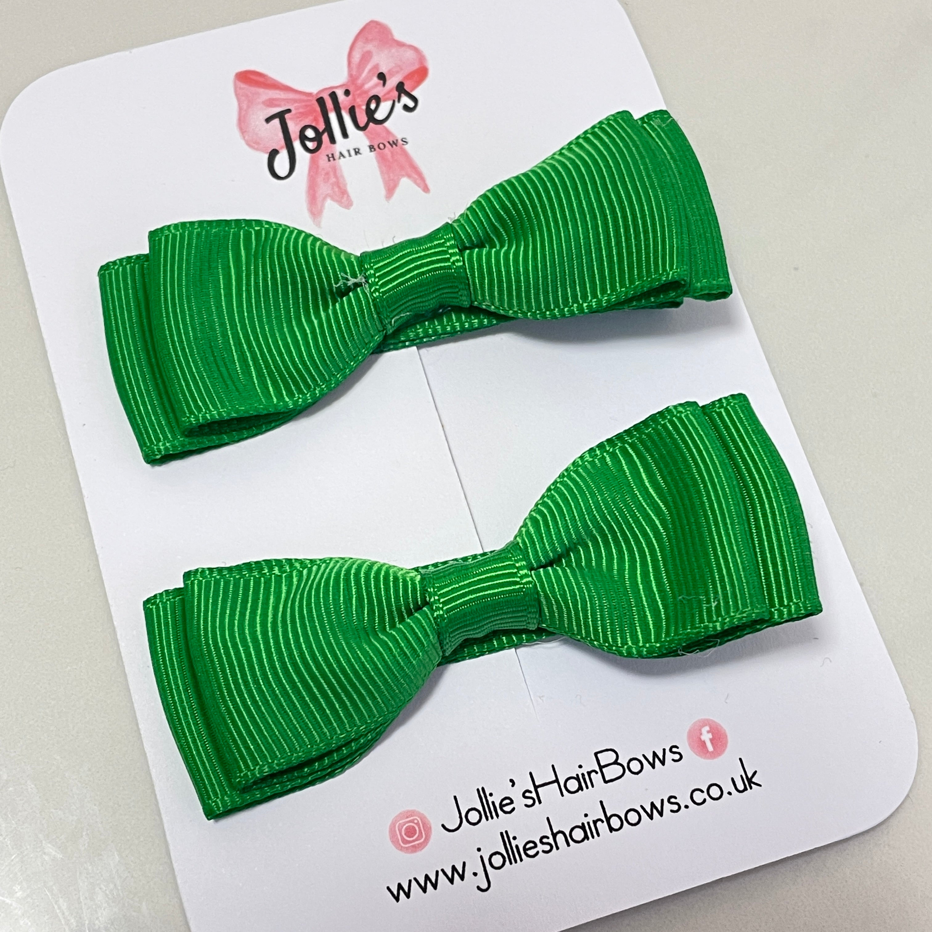 2inch Bow with Clip (pair) - Emerald Green