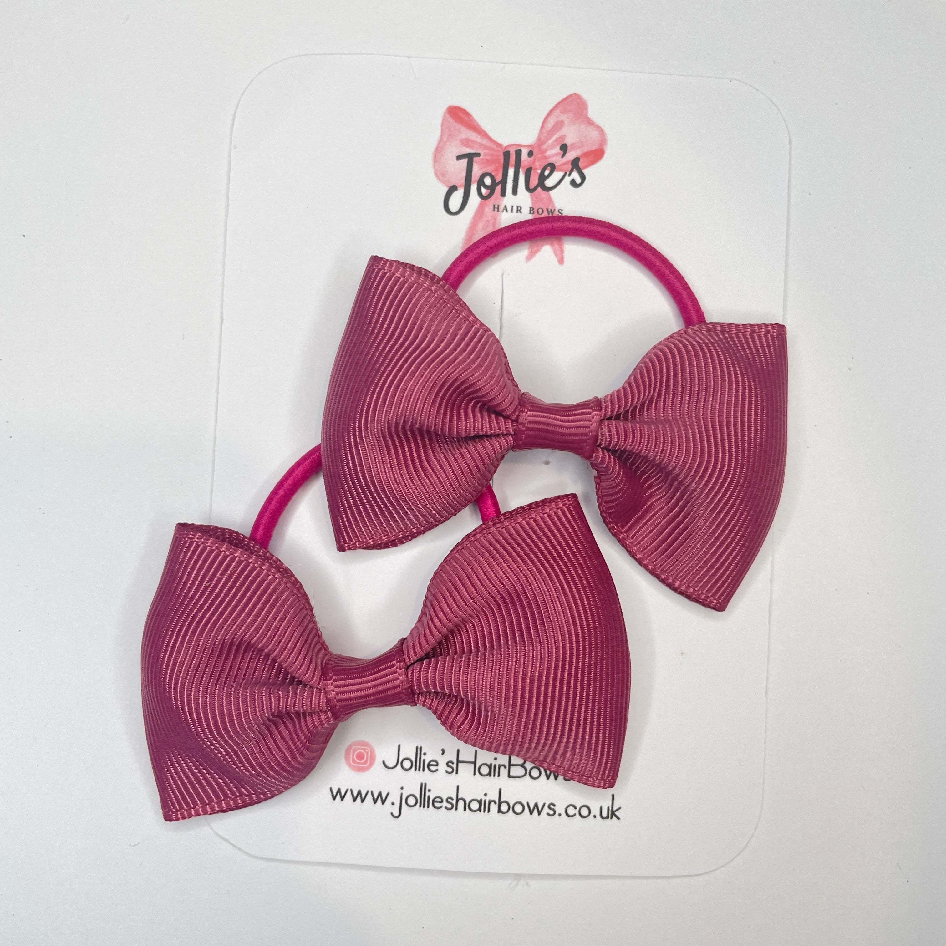 2.5inch Simple Bows with Thin Elastic (pair) - Victorian Rose