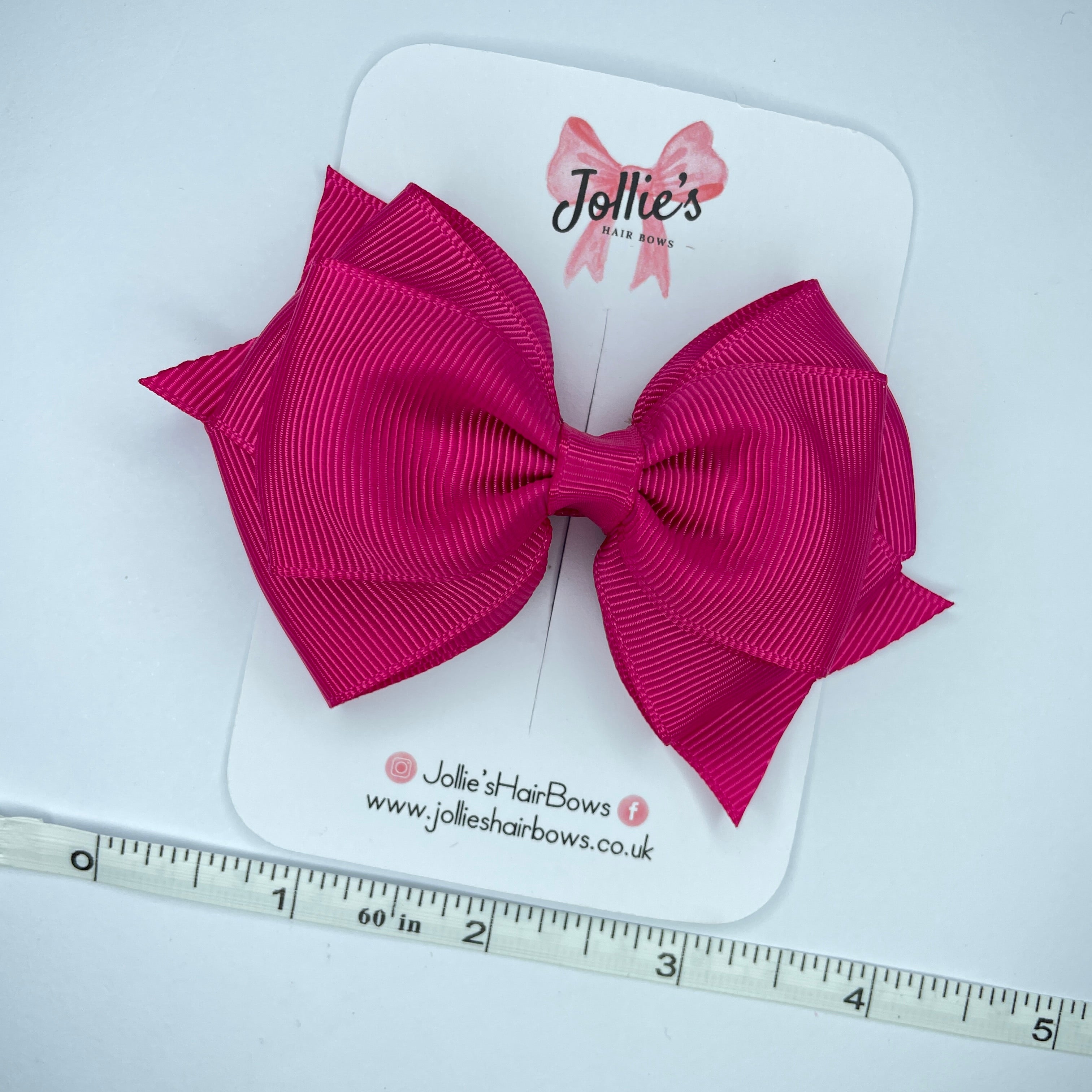 4inch Triple Layers Bow with Clip - Azalea