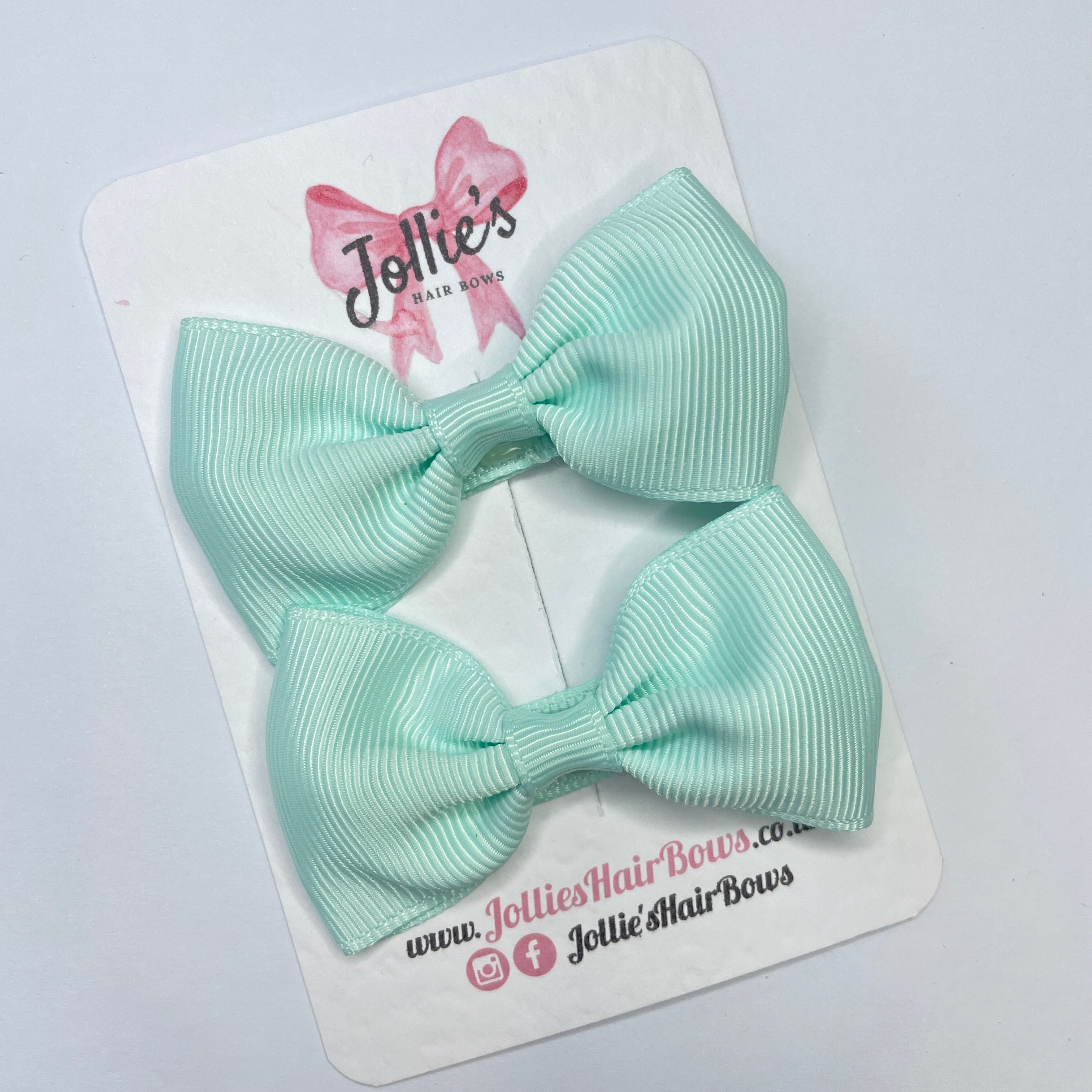 2.5inch Simple Bows with Clip (pair) - Crystalline