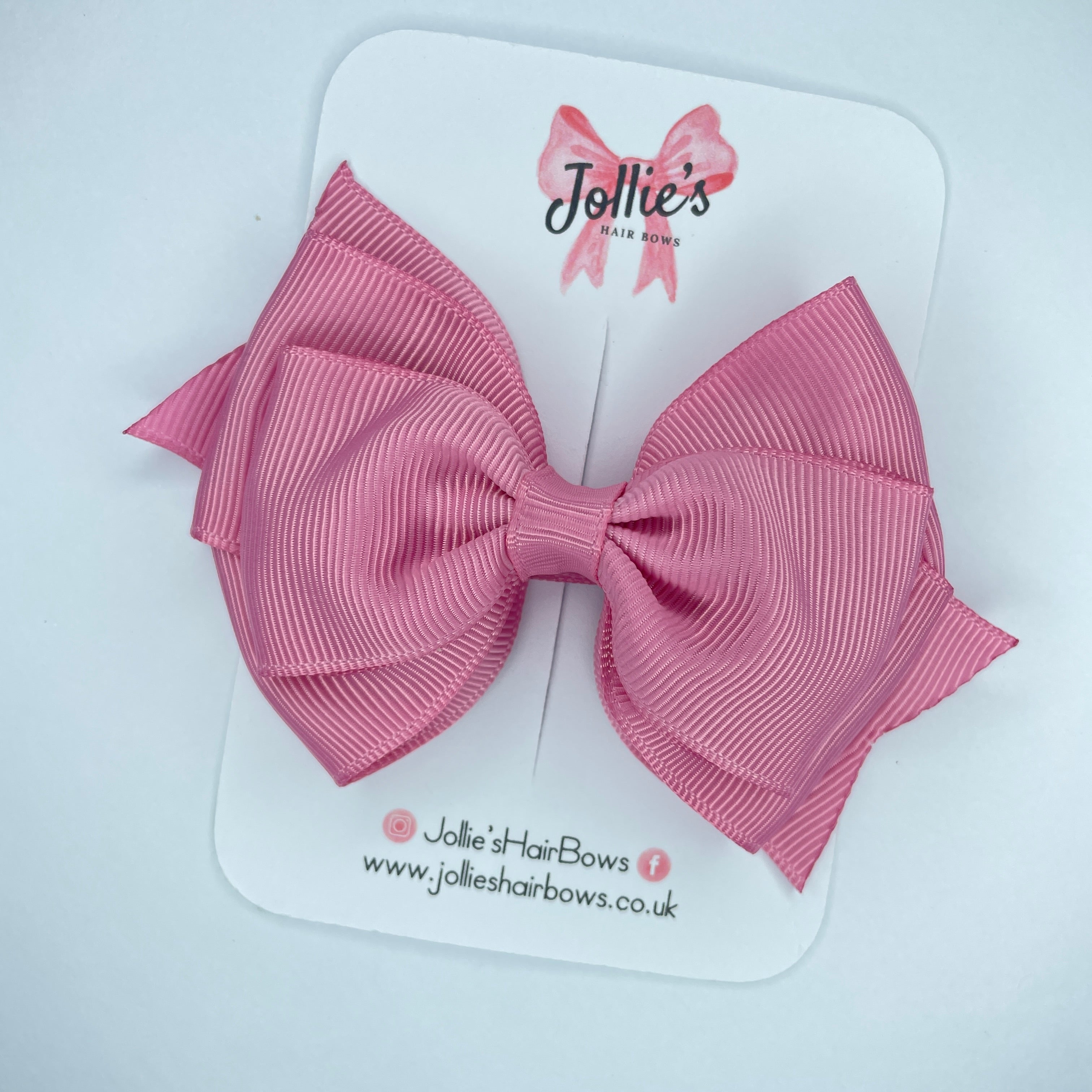 4inch Triple Layers Bow with Clip - Wild Rose