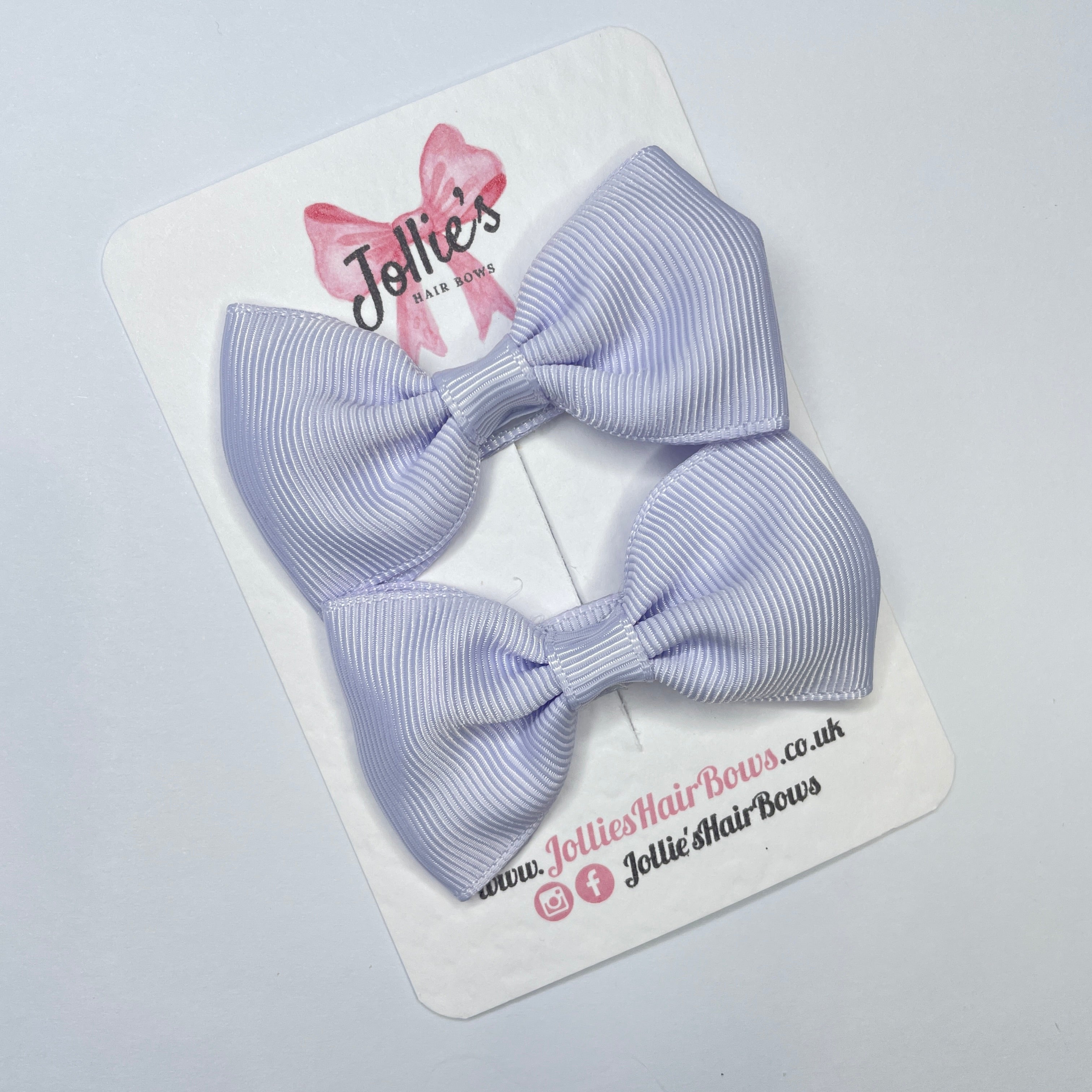 2.5inch Simple Bows with Clip (pair) - Lilac Mist