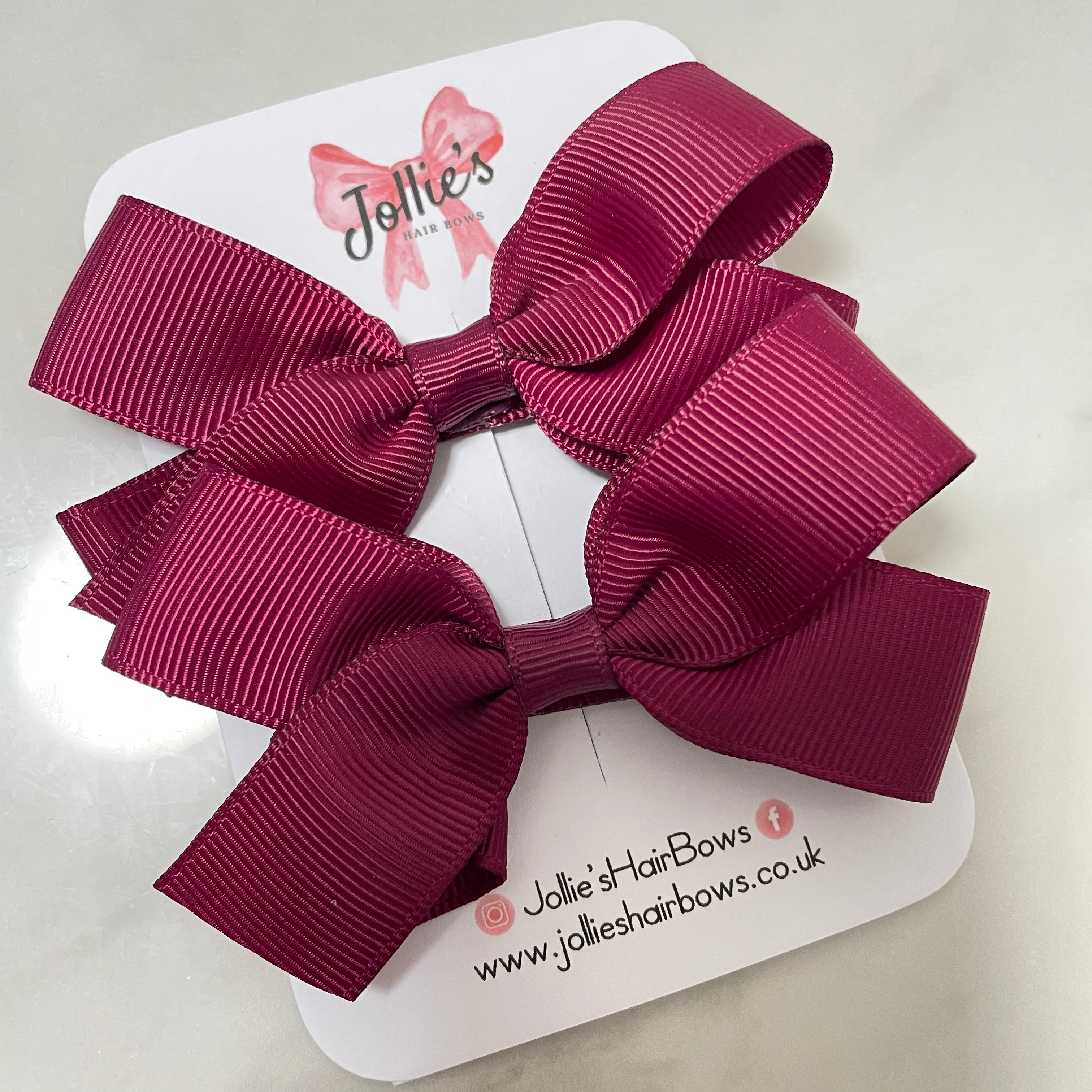 3.5inch Bow with Clip (pair) - Wine