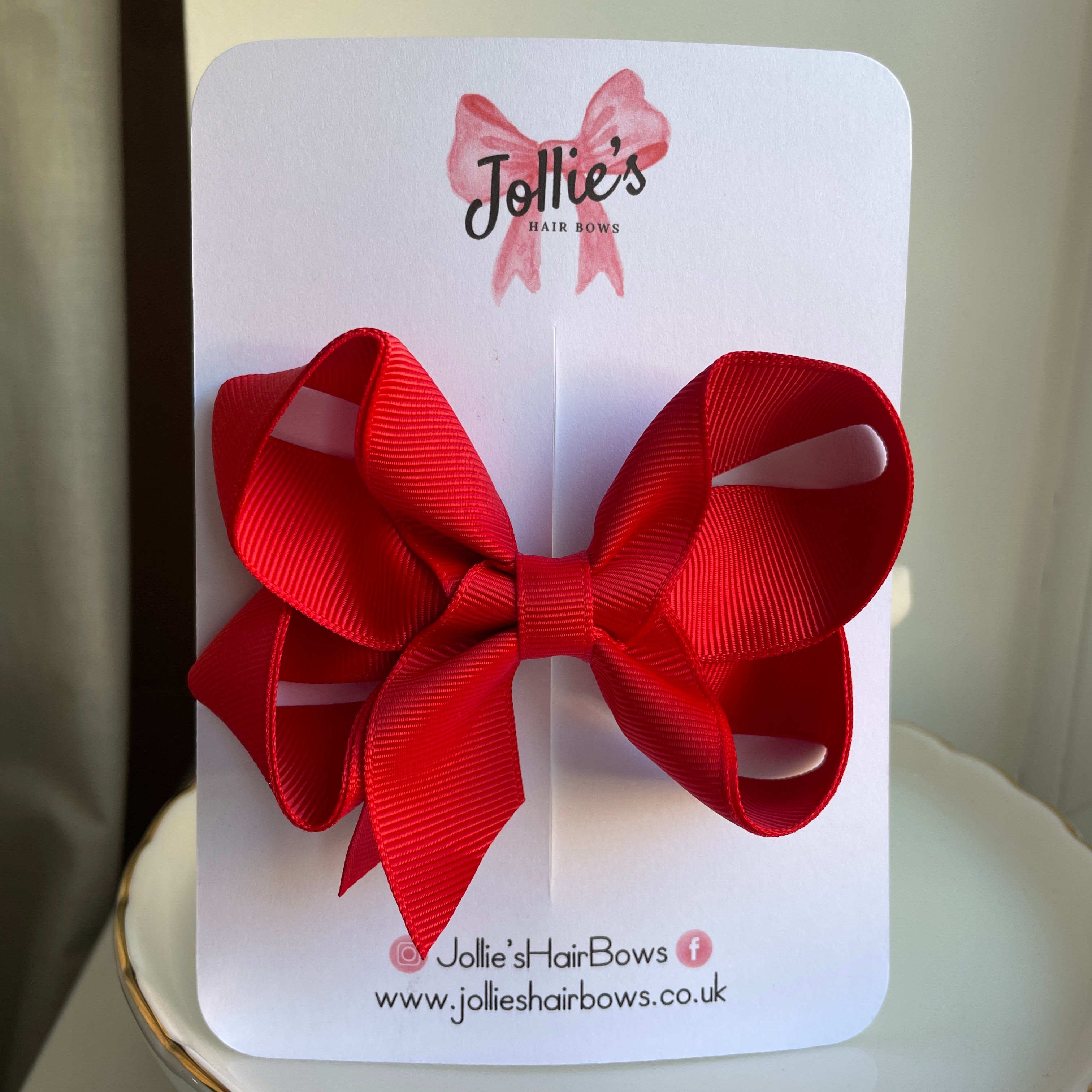 4inch Double Layers Bow with Clip - Red