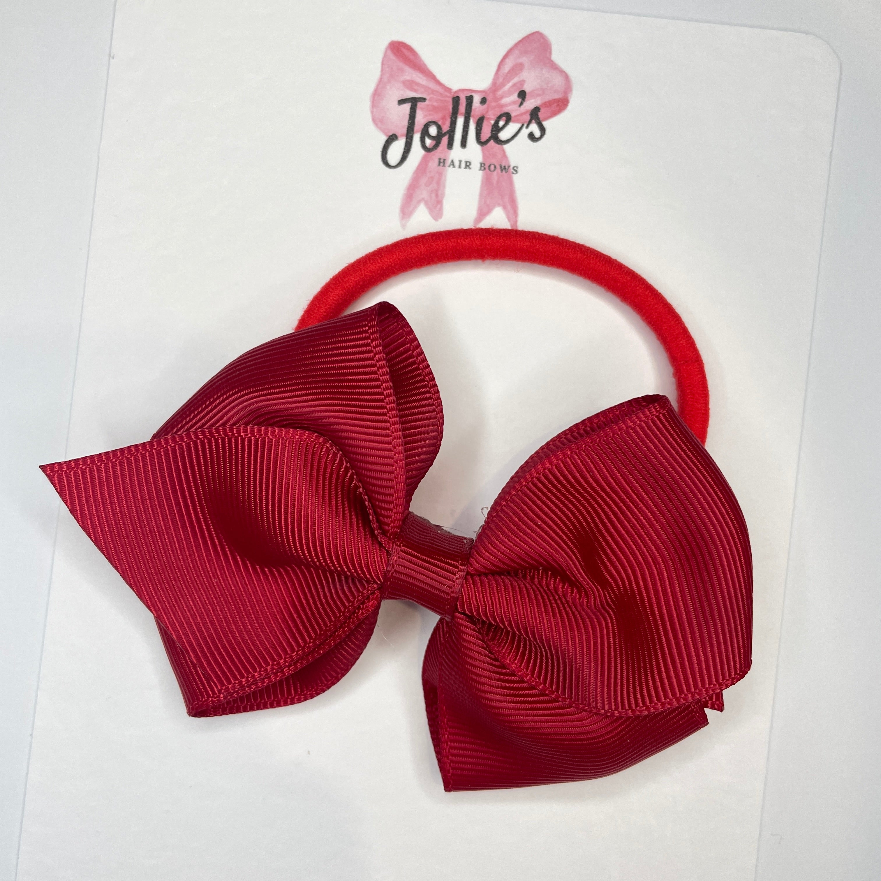 3.75inch Flat Bow with Bobble - Scarlet Red