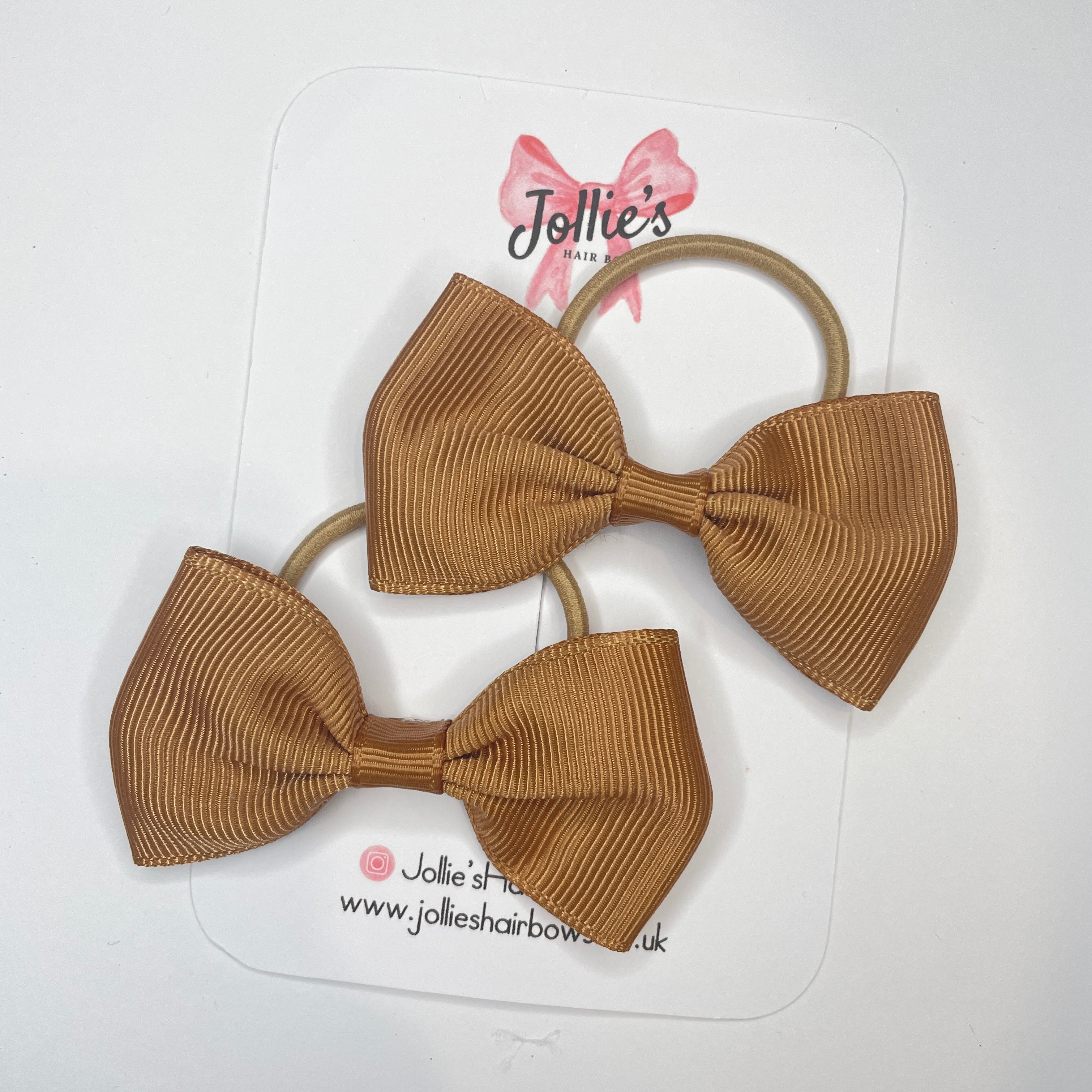 2.5inch Simple Bows with Thin Elastic (pair) - Chipmunk