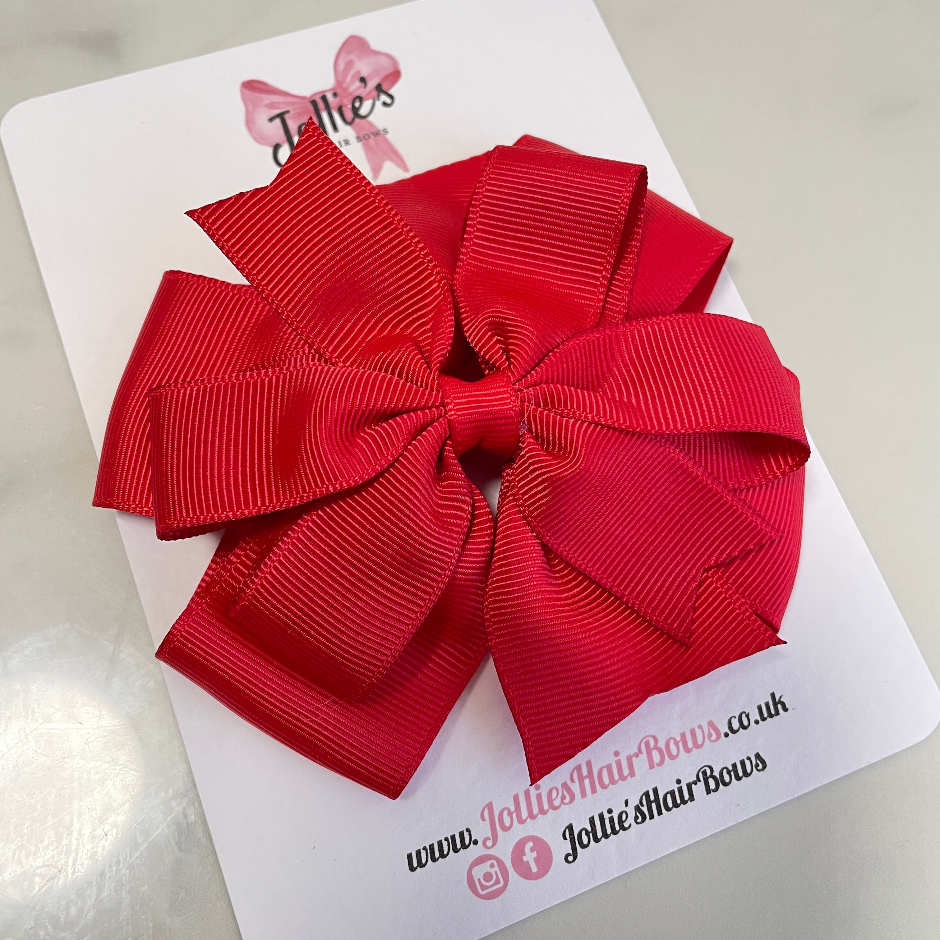 4.5inch Double Layer Pinwheel Bow Bobble - Red