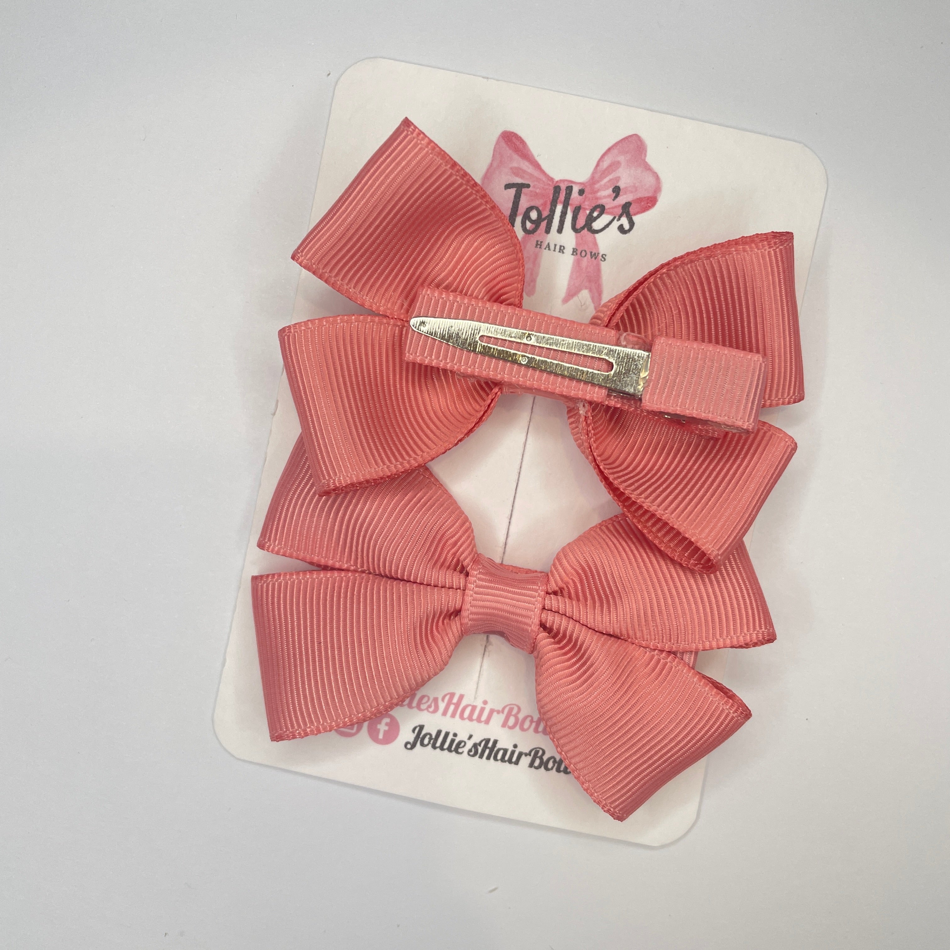 2.5inch Classic Bow with Clip (pair) - Dusty Rose