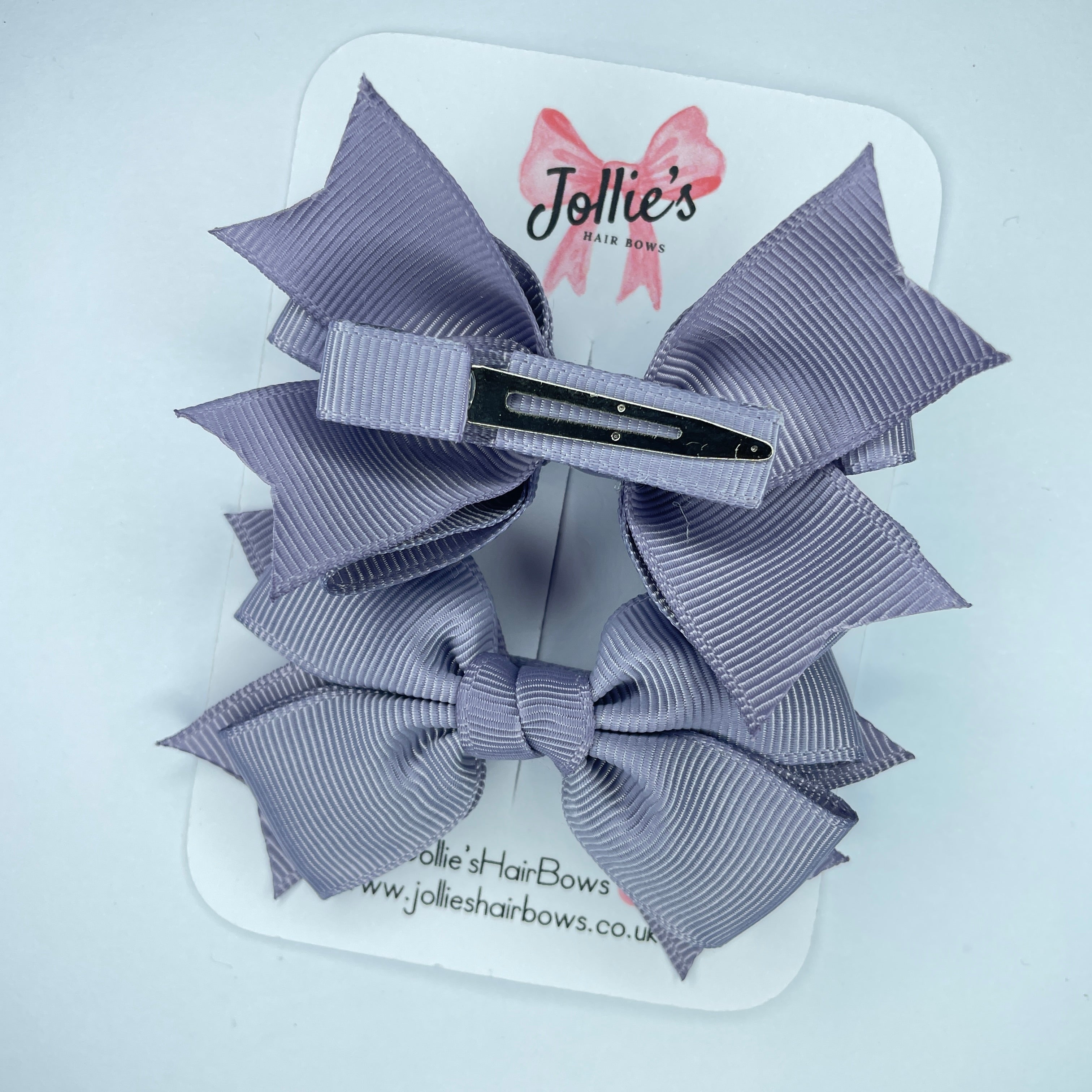 3inch Bow with Clip (pair) - Thistle