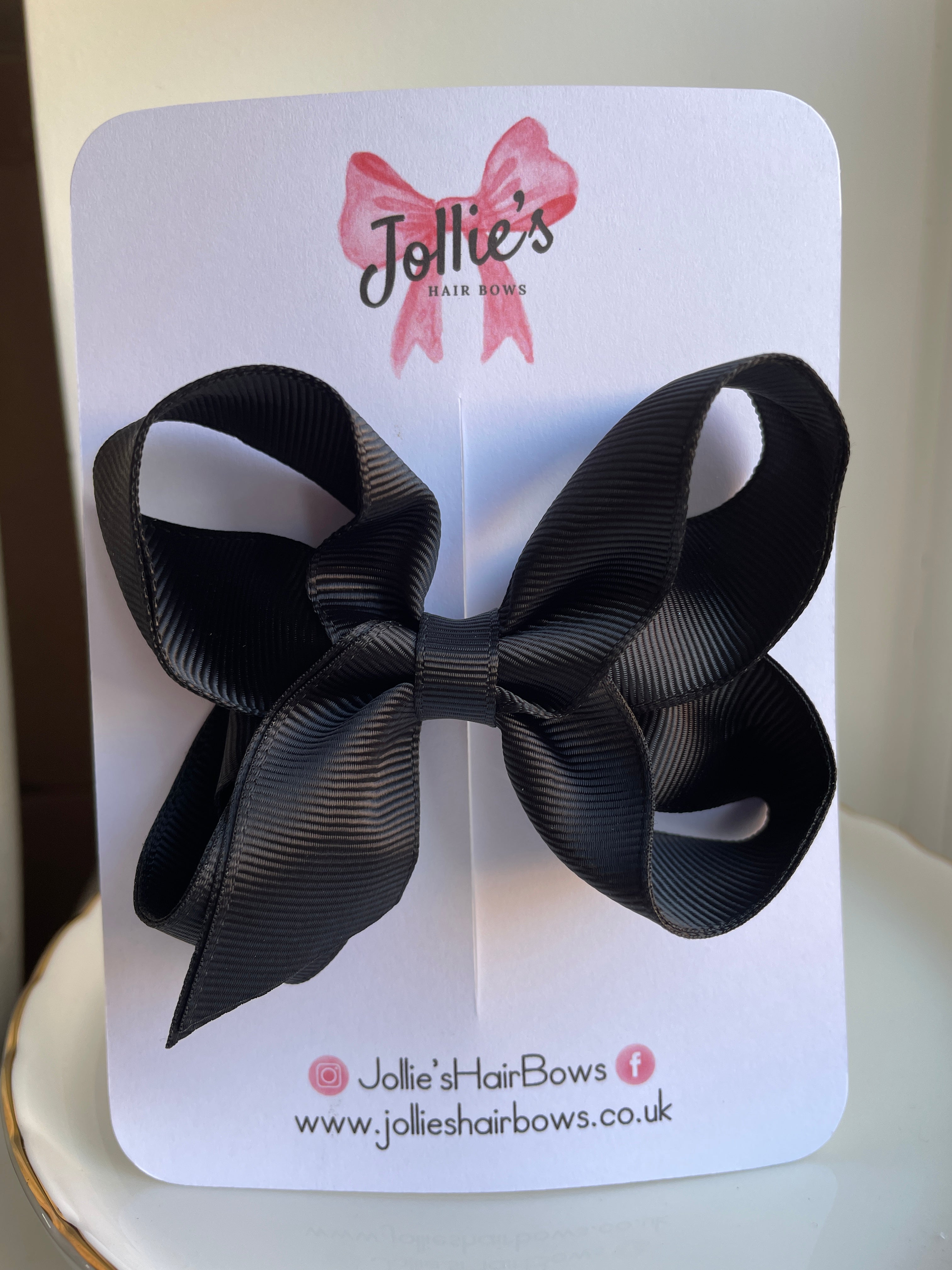 4inch Double Layers Bow with Clip - Black