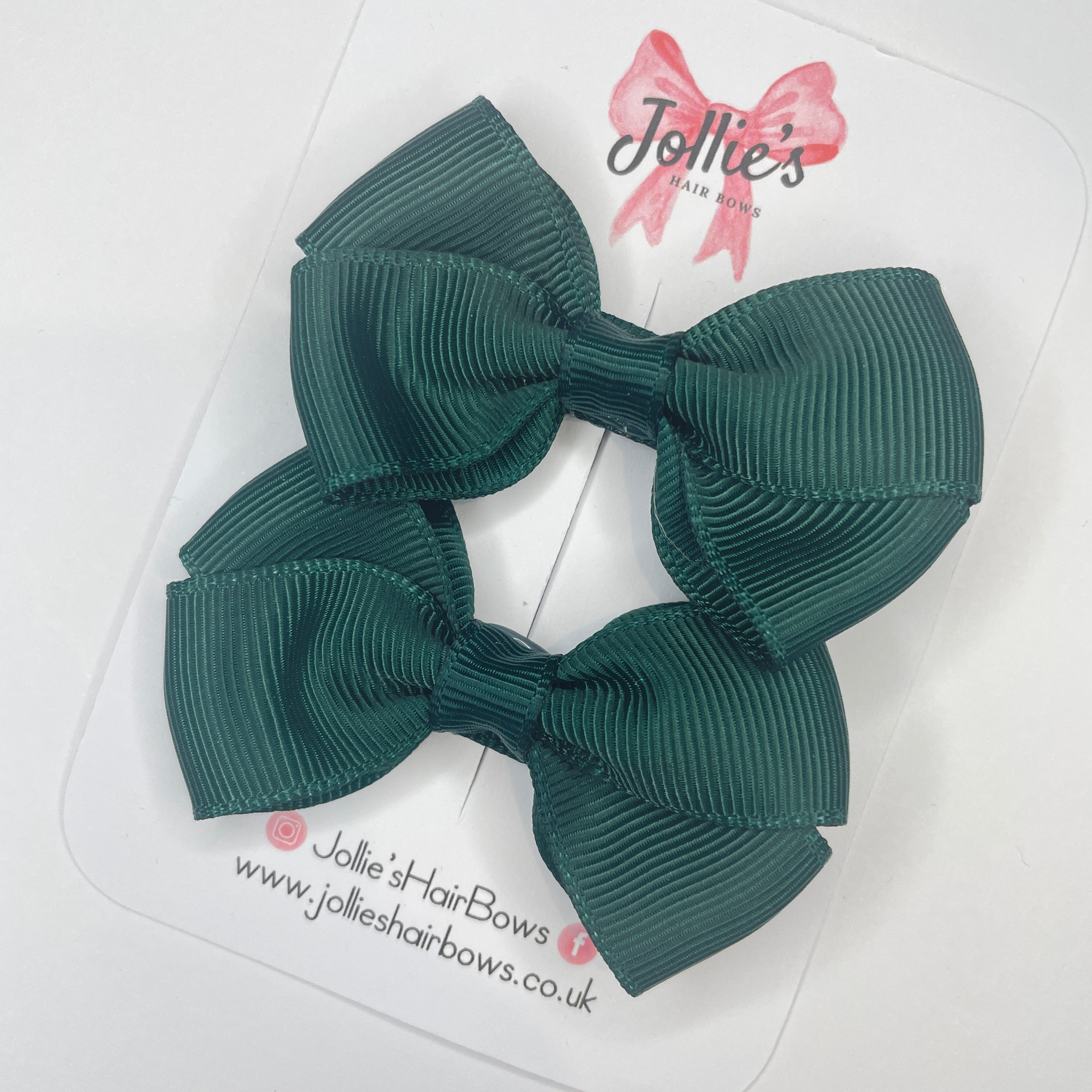 2.5inch Classy Bow with Clip (pair) - Spruce