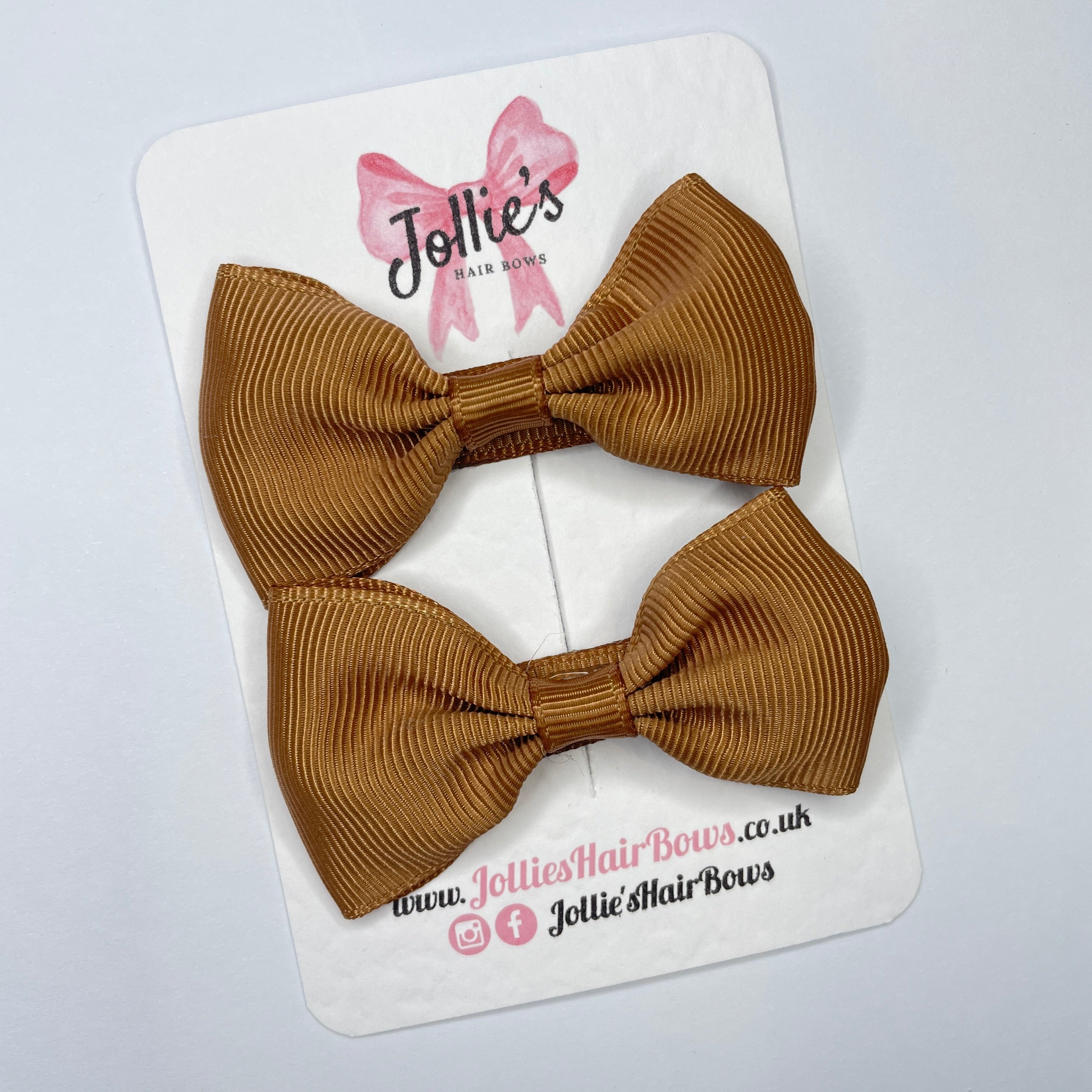 2.5inch Simple Bows with Clip (pair) - Chipmunk