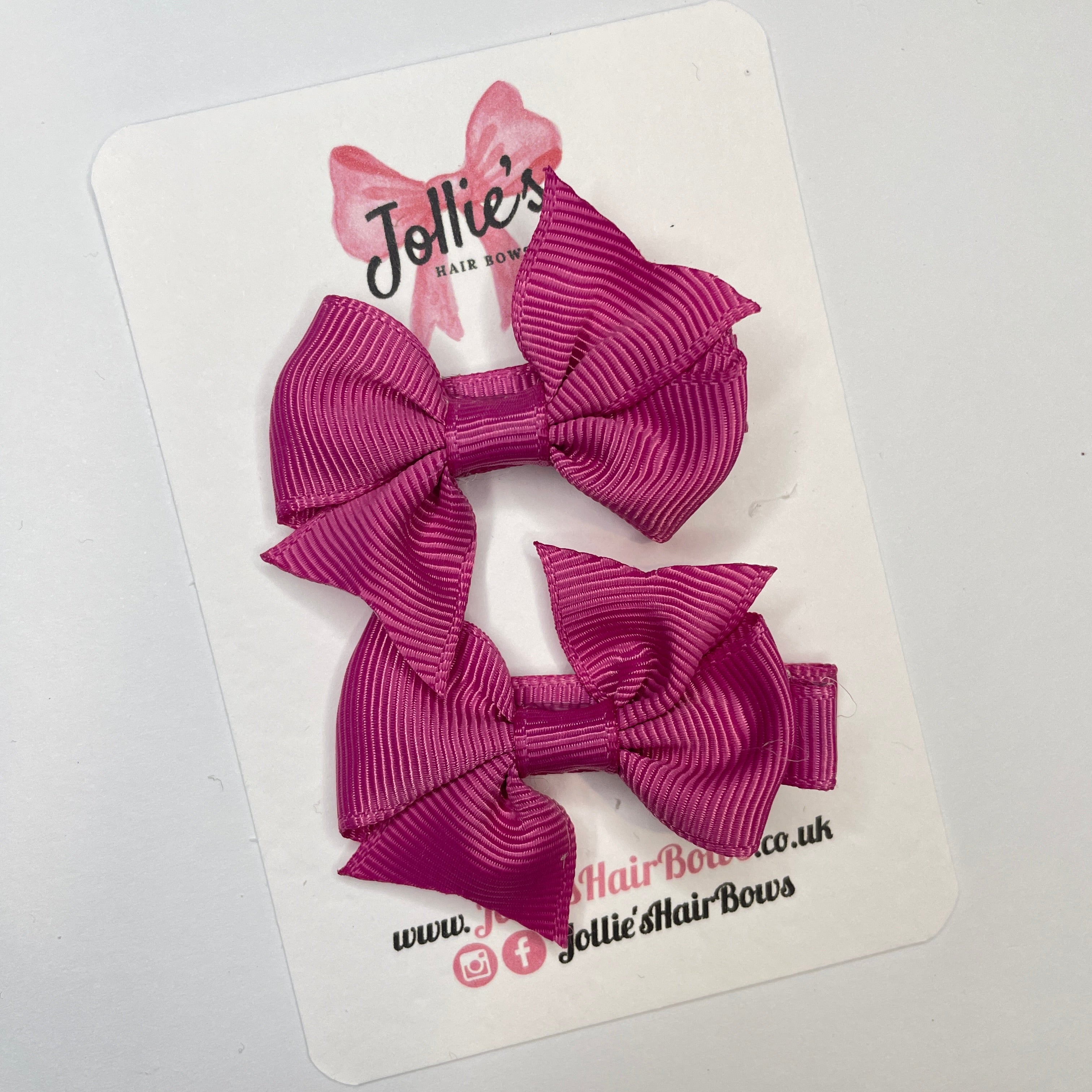 2inch Bow with Clip (pair) - Raspberry Rose