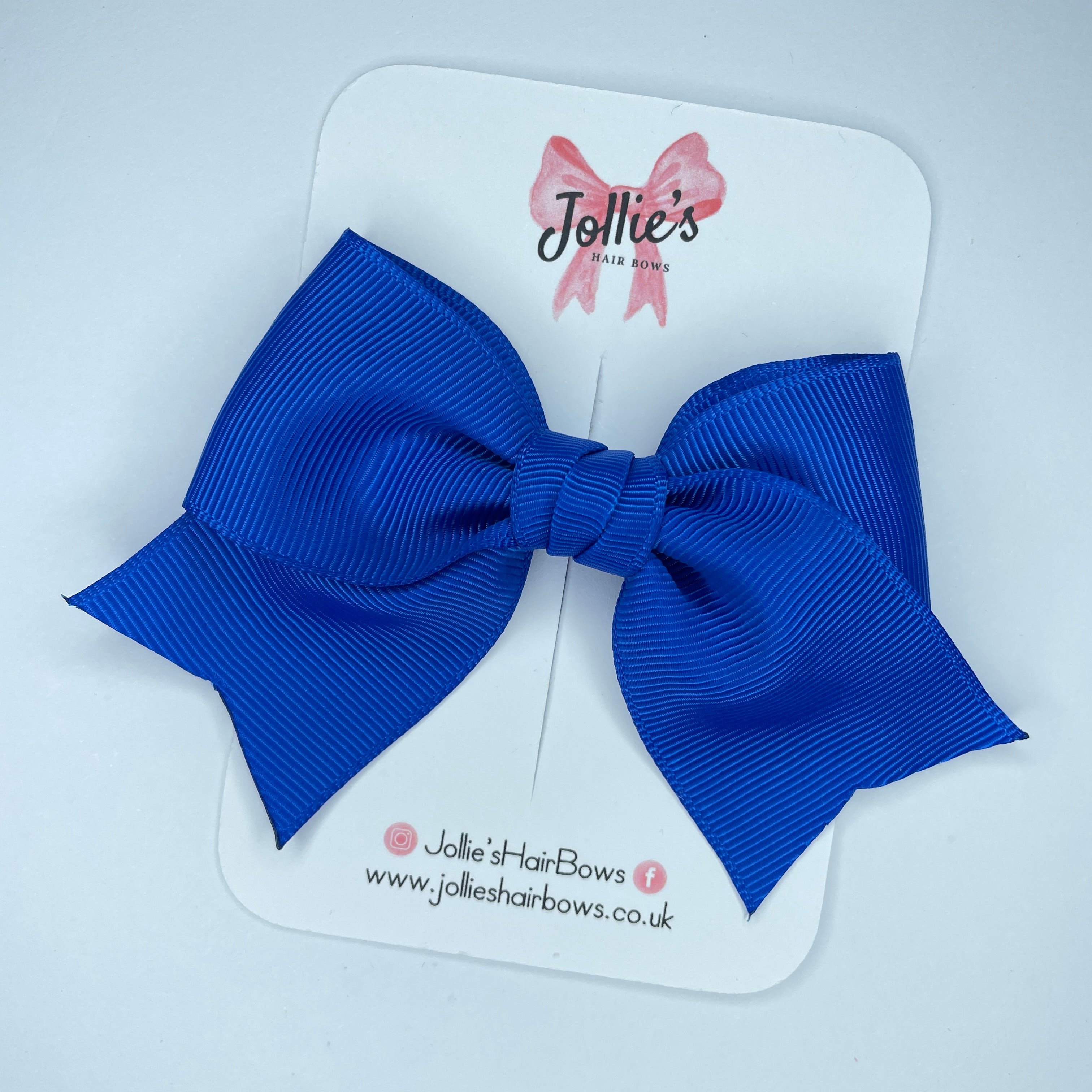 4inch Ribbon Bow with Clip - Electric Blue