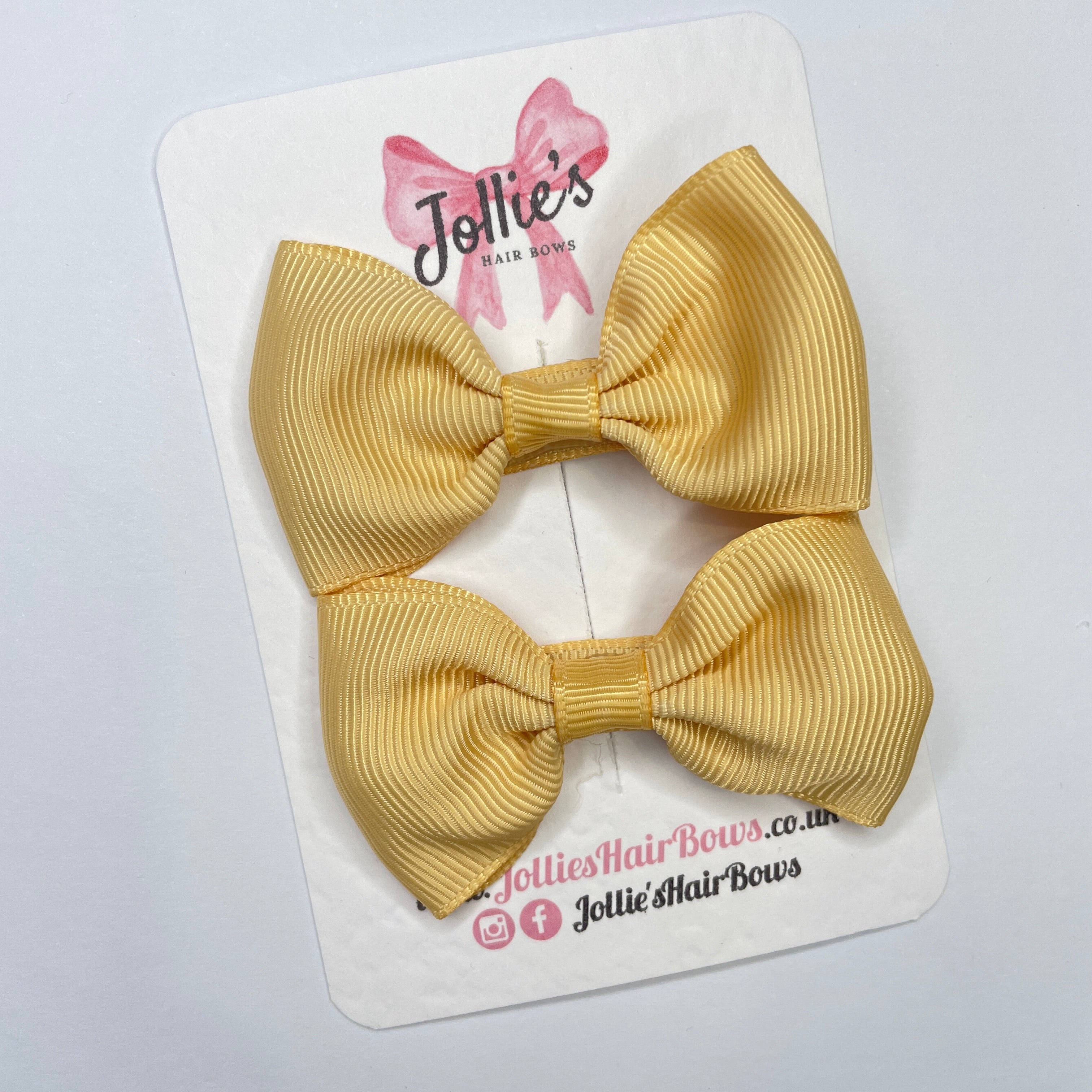 2.5inch Simple Bows with Clip (pair) - Raw Silk