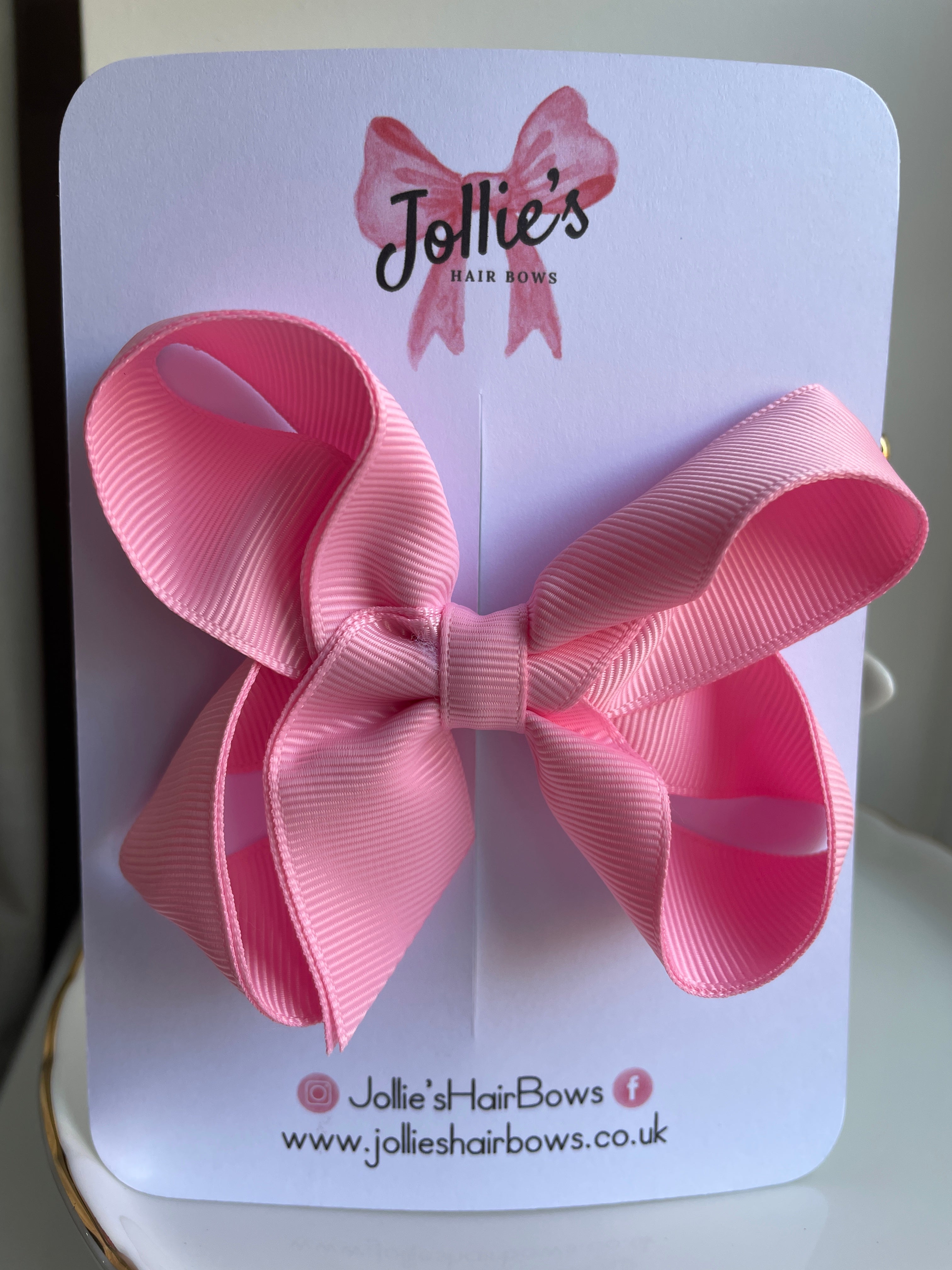 4inch Double Layers Bow with Clip - Rose Pink