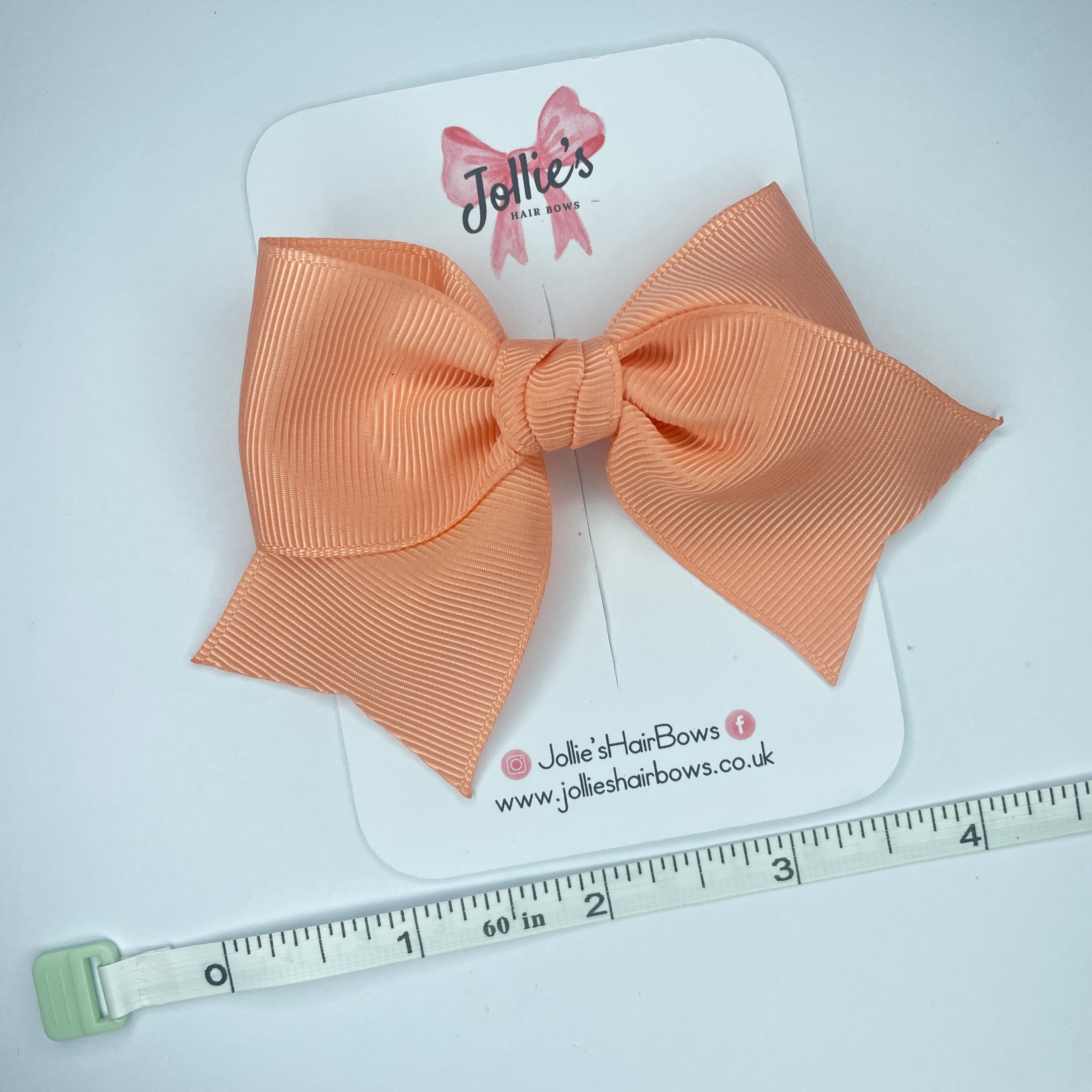 4inch Ribbon Bow with Clip - Peach