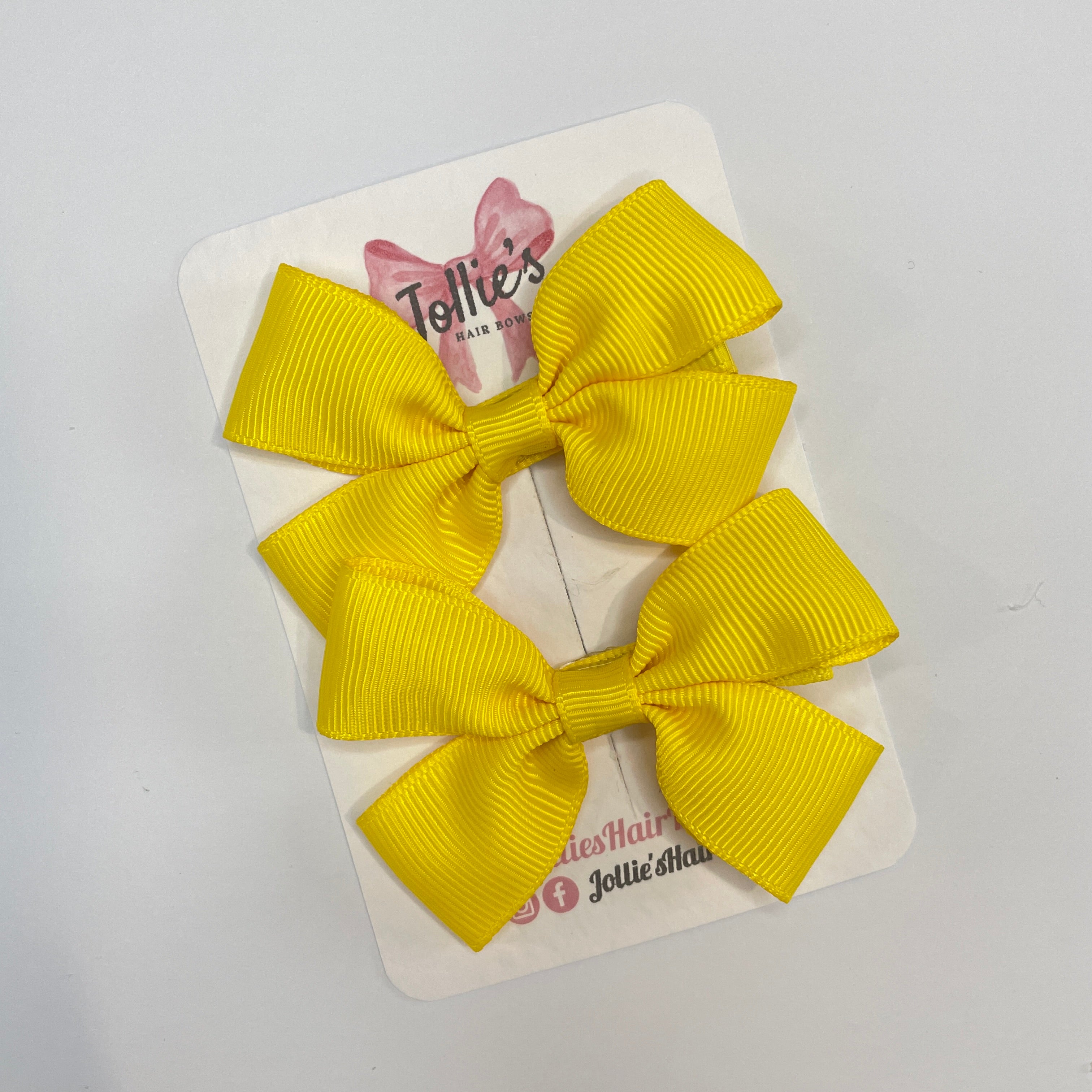 2.5inch Classic Bow with Clip (pair) - Daffodil