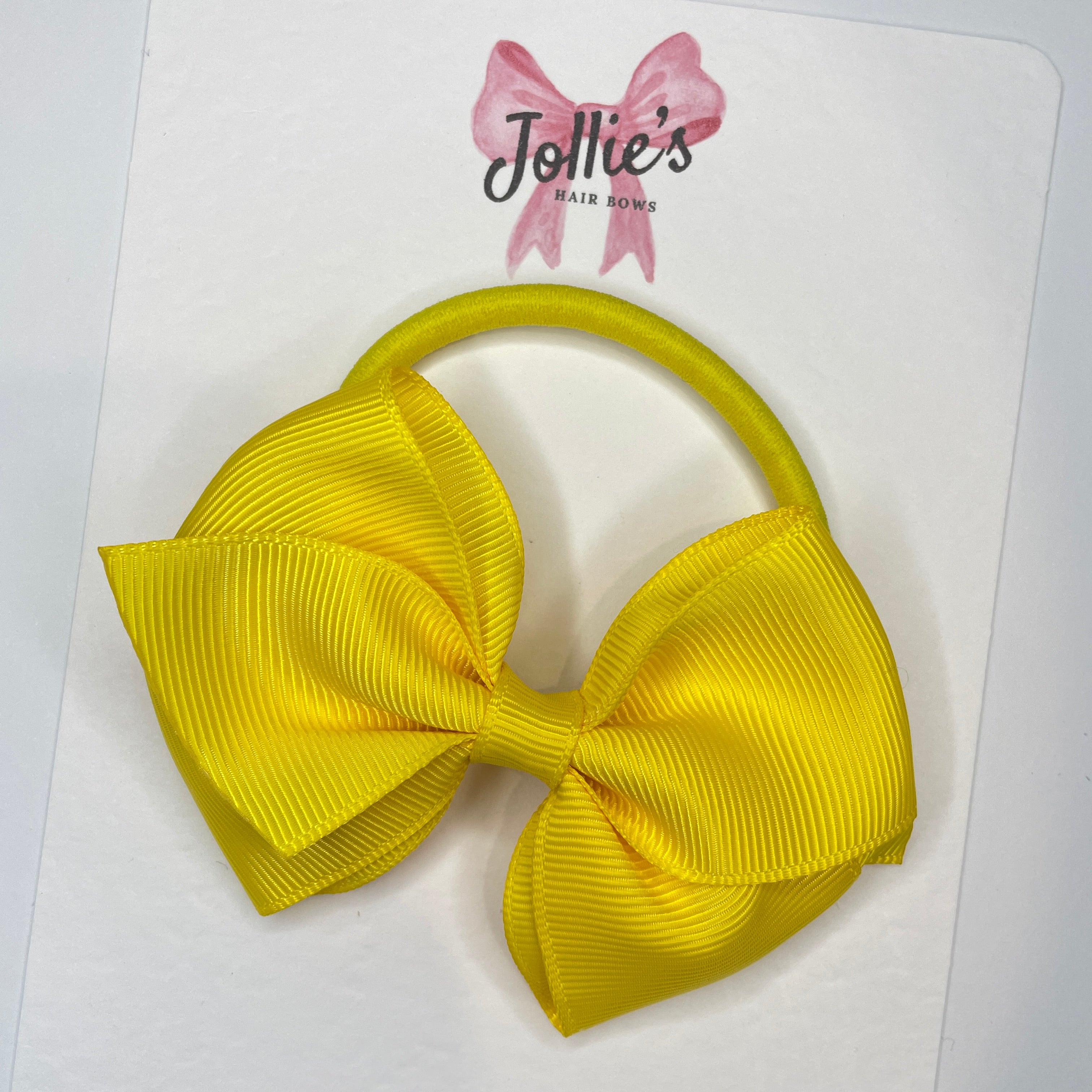 3.75inch Flat Bow with Bobble - Daffodil