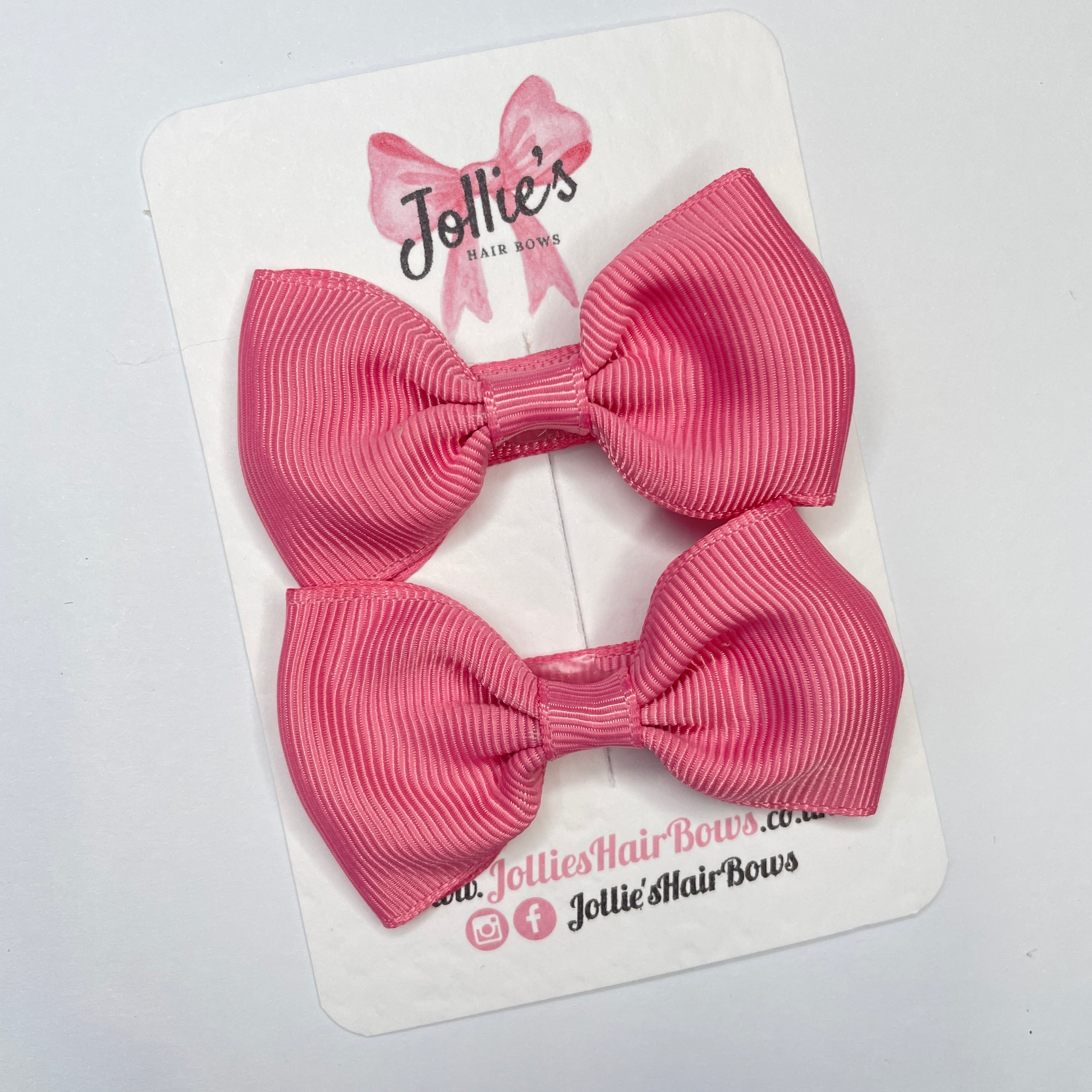 2.5inch Simple Bows with Clip (pair) - Fantasy Rose