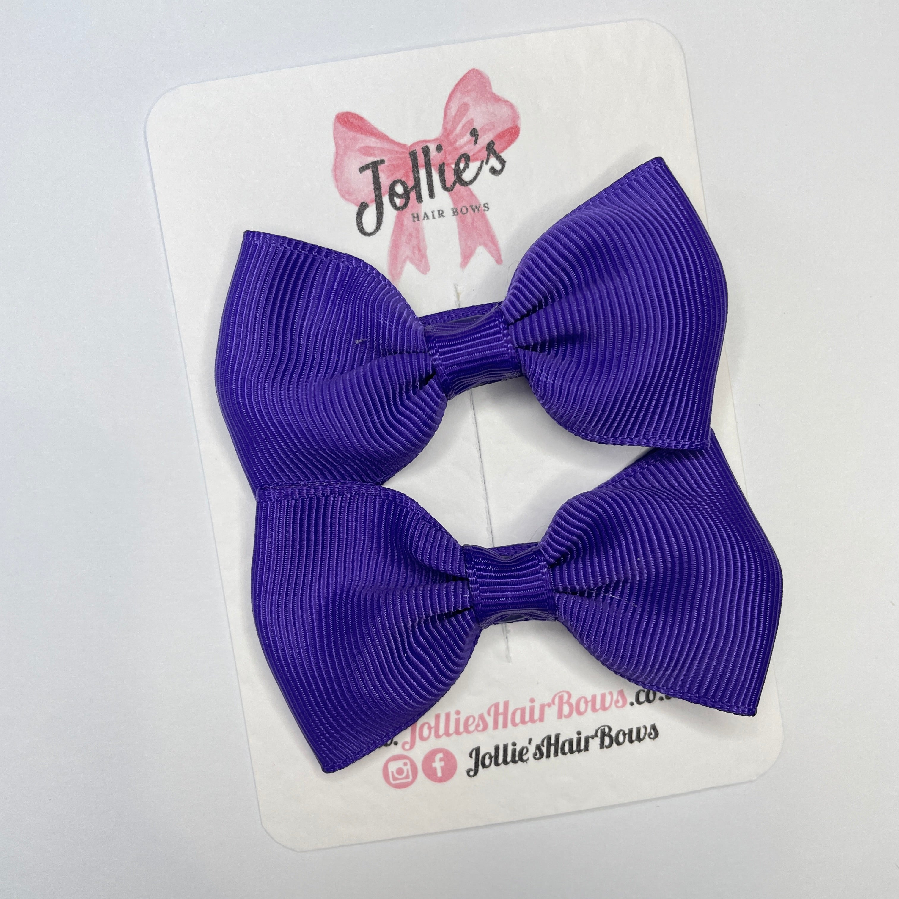 2.5inch Simple Bows with Clip (pair) - Regal Purple