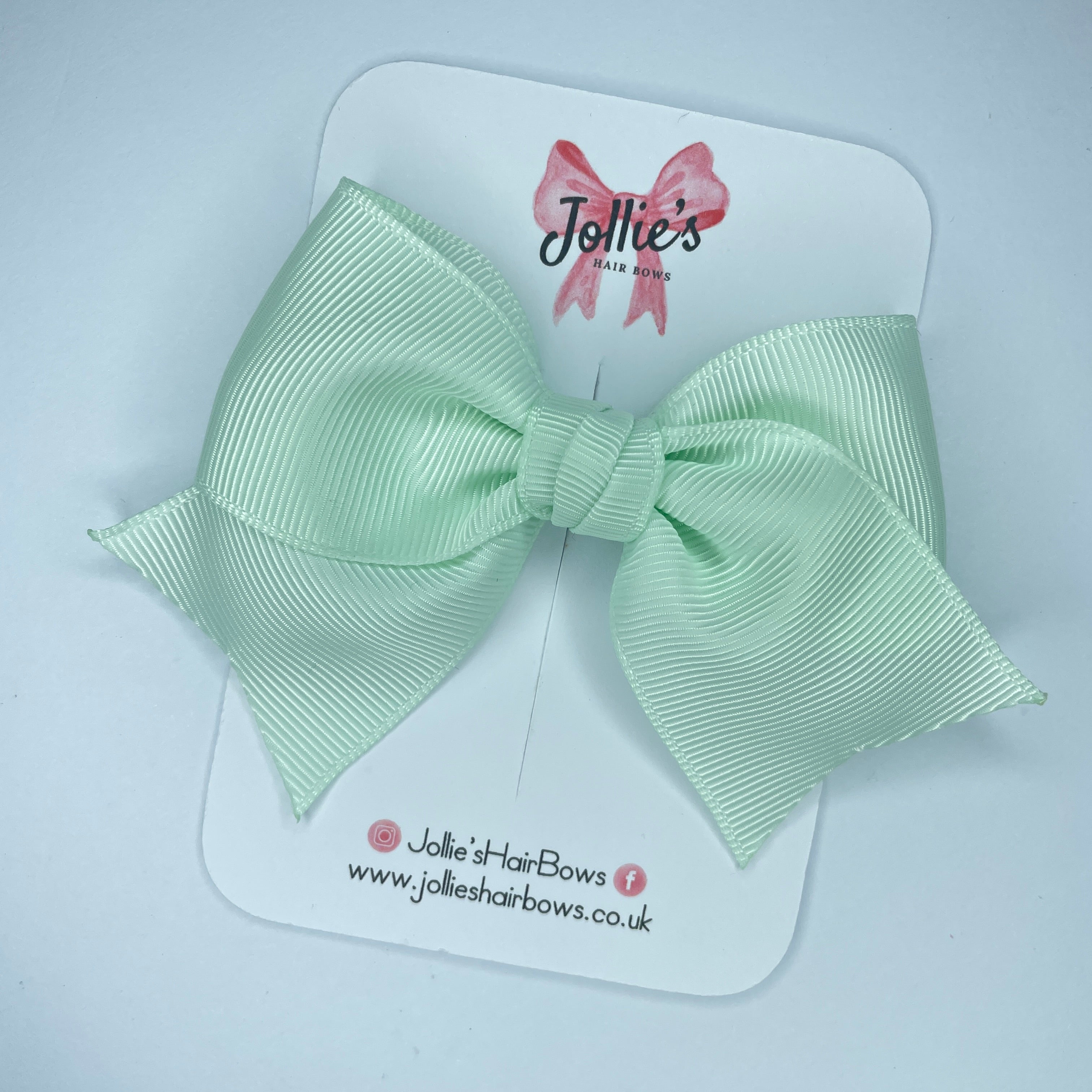 4inch Ribbon Bow with Clip - Ice Mint