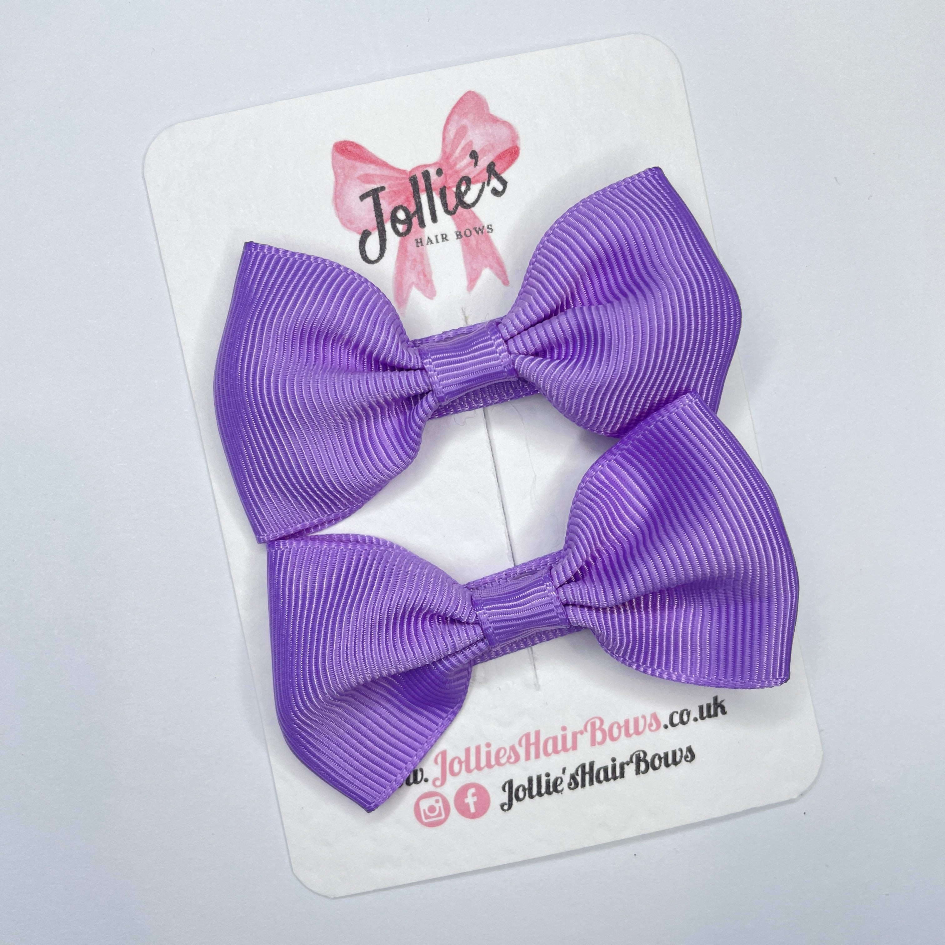 2.5inch Simple Bows with Clip (pair) - Hyacinth