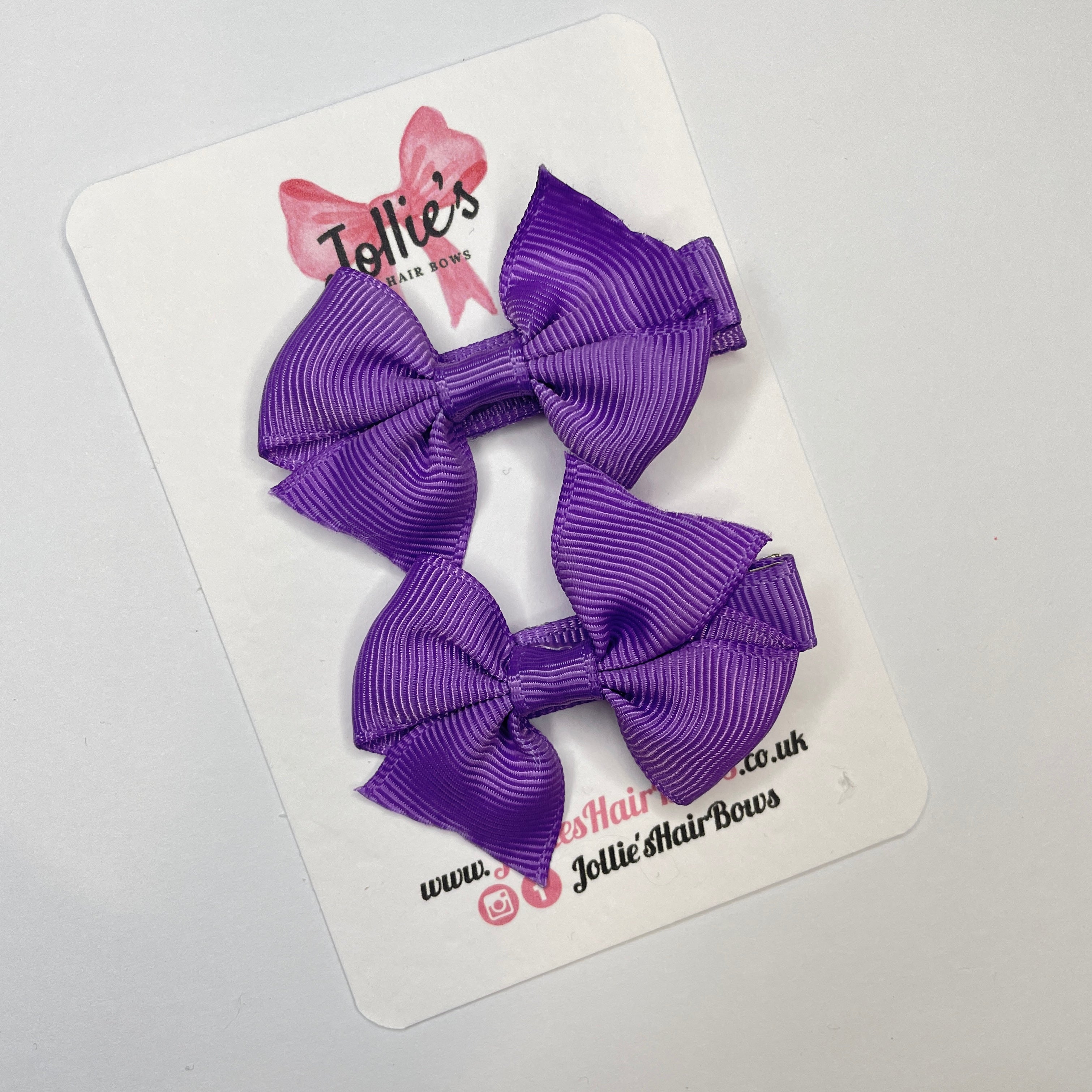 2inch Bow with Clip (pair) - Grape